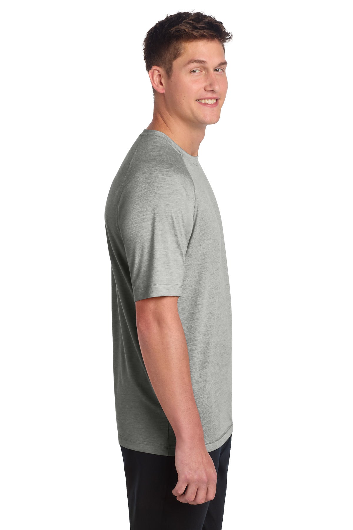 Light Grey Hth Sport-Tek PosiCharge Tri-Blend Wicking Raglan Tee. ST400