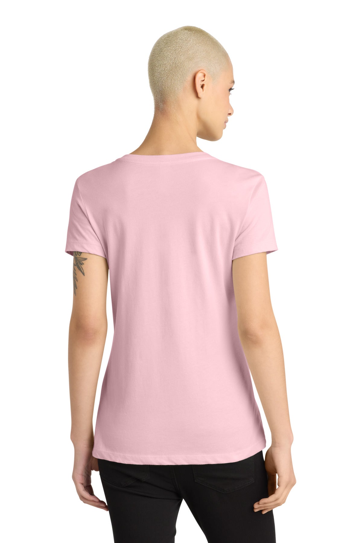 Light Pink District - Women's Perfect Weight V-Neck Tee. DM1170L