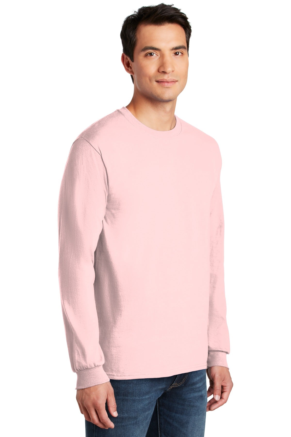 Light Pink Gildan - Ultra Cotton 100% US Cotton Long Sleeve T-Shirt. G2400