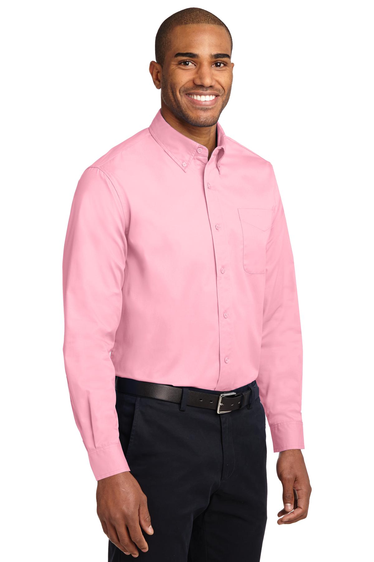 Light Pink Port Authority Long Sleeve Easy Care Shirt S608