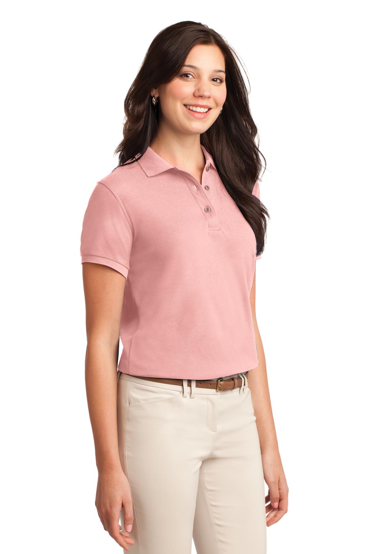 Light Pink Port Authority Women's Silk Touch Polo. L500