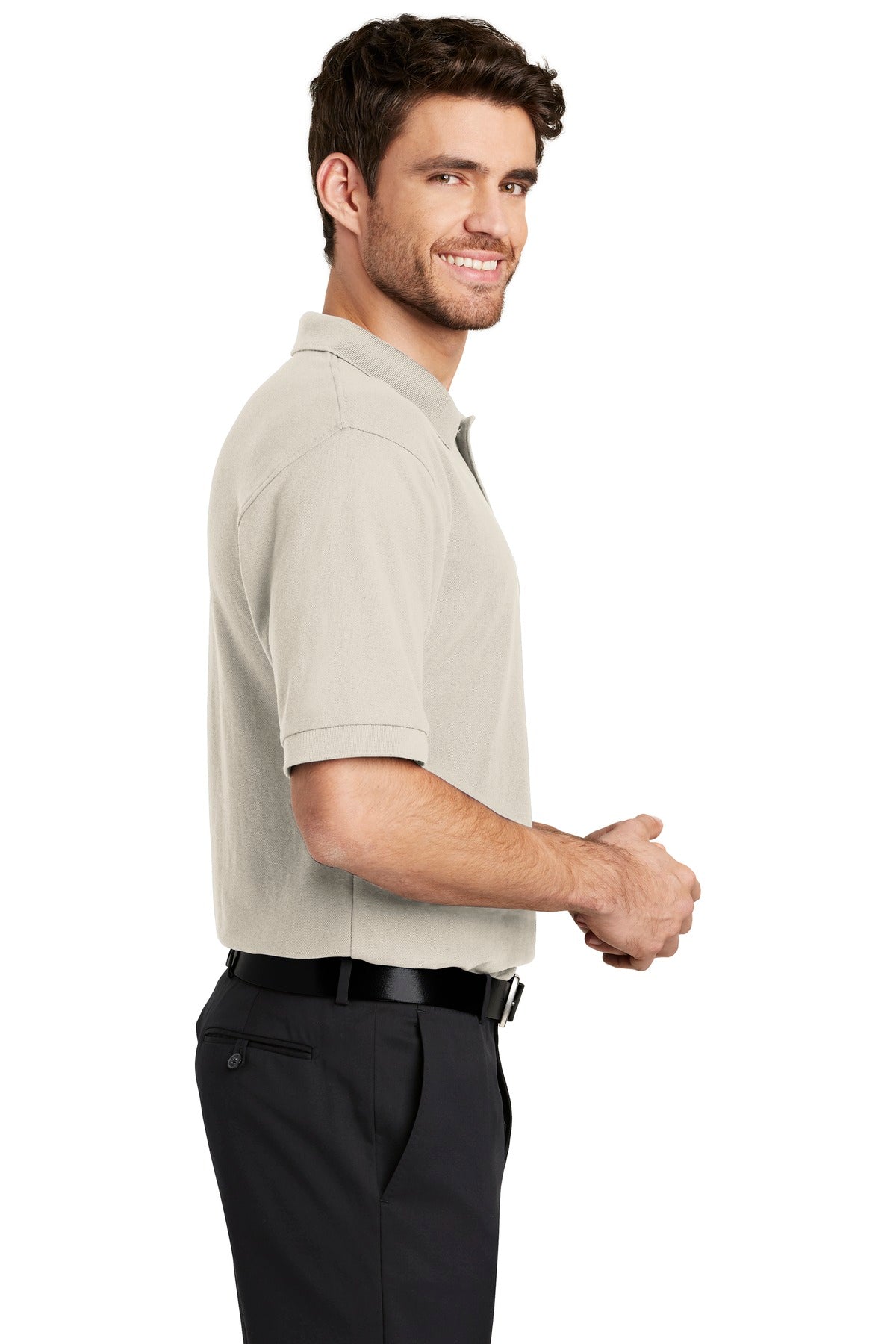 Light Stone Port Authority Silk Touch Polo K500