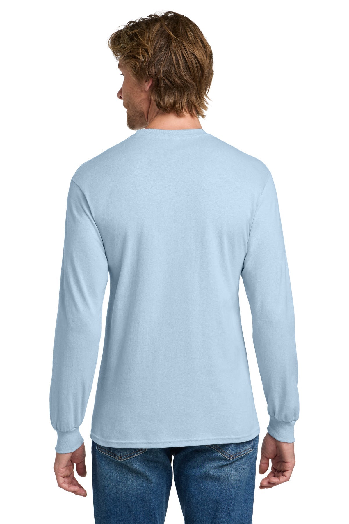 LightBlue Gildan - Heavy Cotton 100% Cotton Long Sleeve T-Shirt. 5400