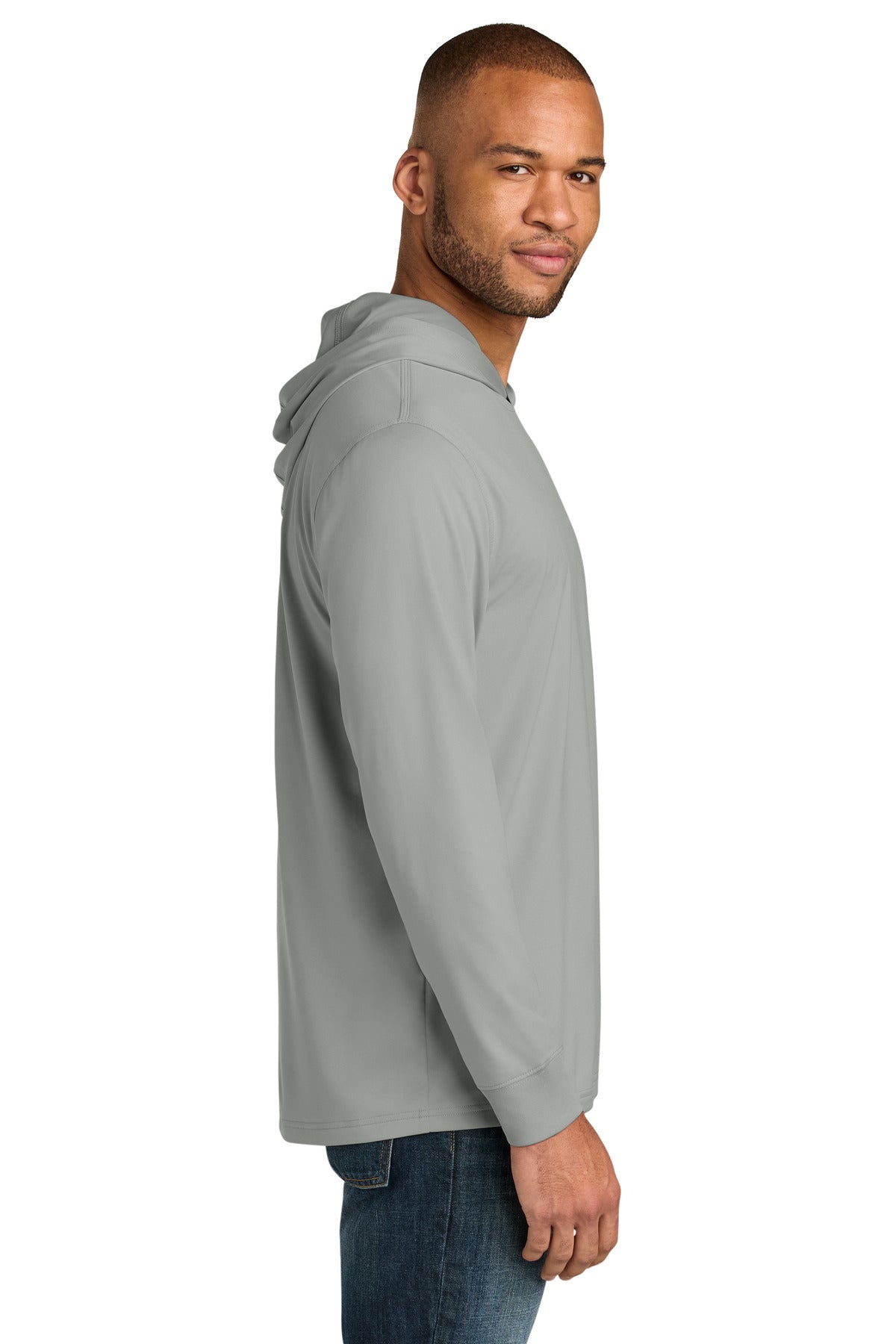 LightGrey CornerStone Workwear Pro Long Sleeve Hooded Tee CS440LSH