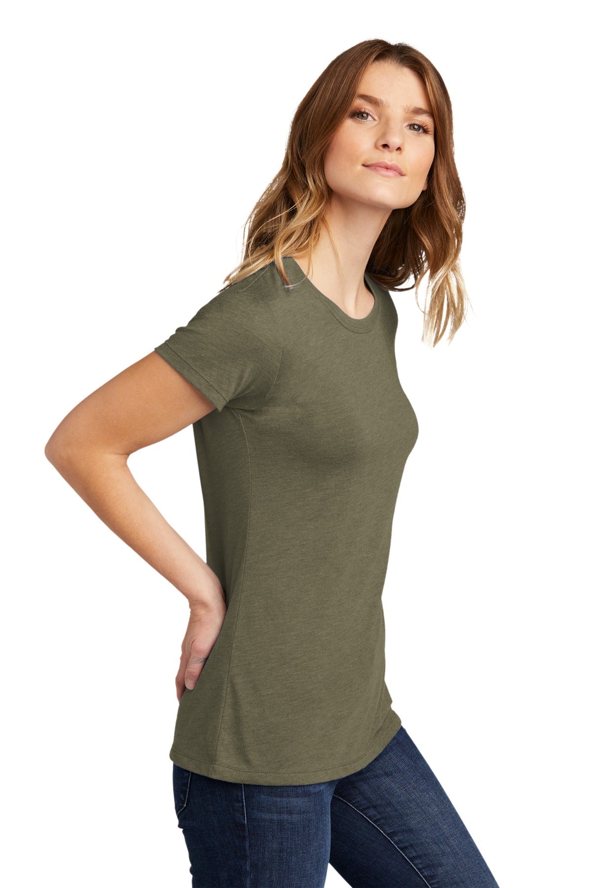 LightOlive Next Level Apparel Women's CVC Tee. NL6610
