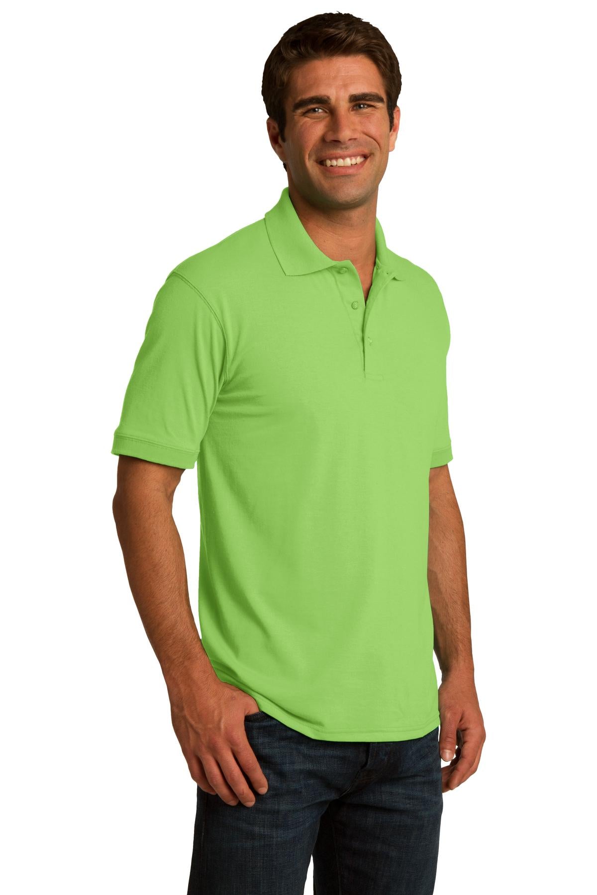 Lime Port & Co Core Blend Jersey Knit Polo. KP55