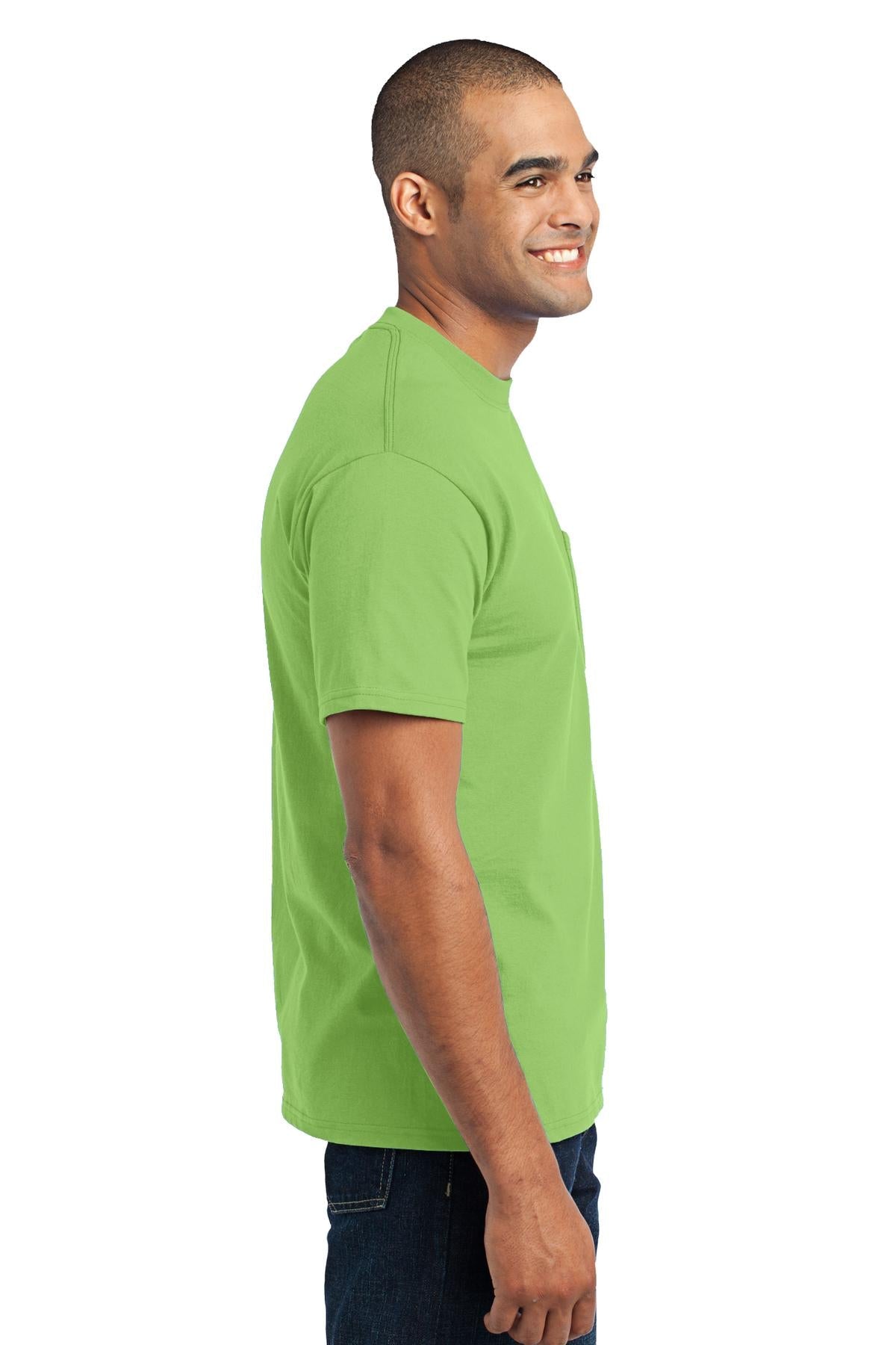 Lime Port & Co Core Blend Pocket Tee. PC55P