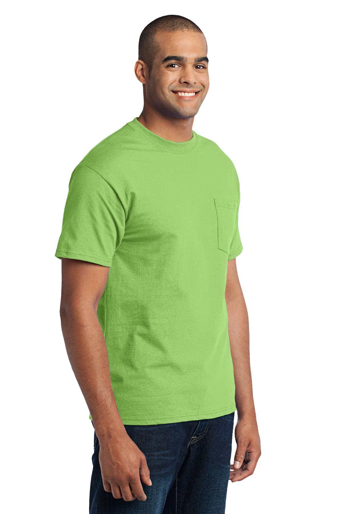 Lime Port & Co Core Blend Pocket Tee. PC55P