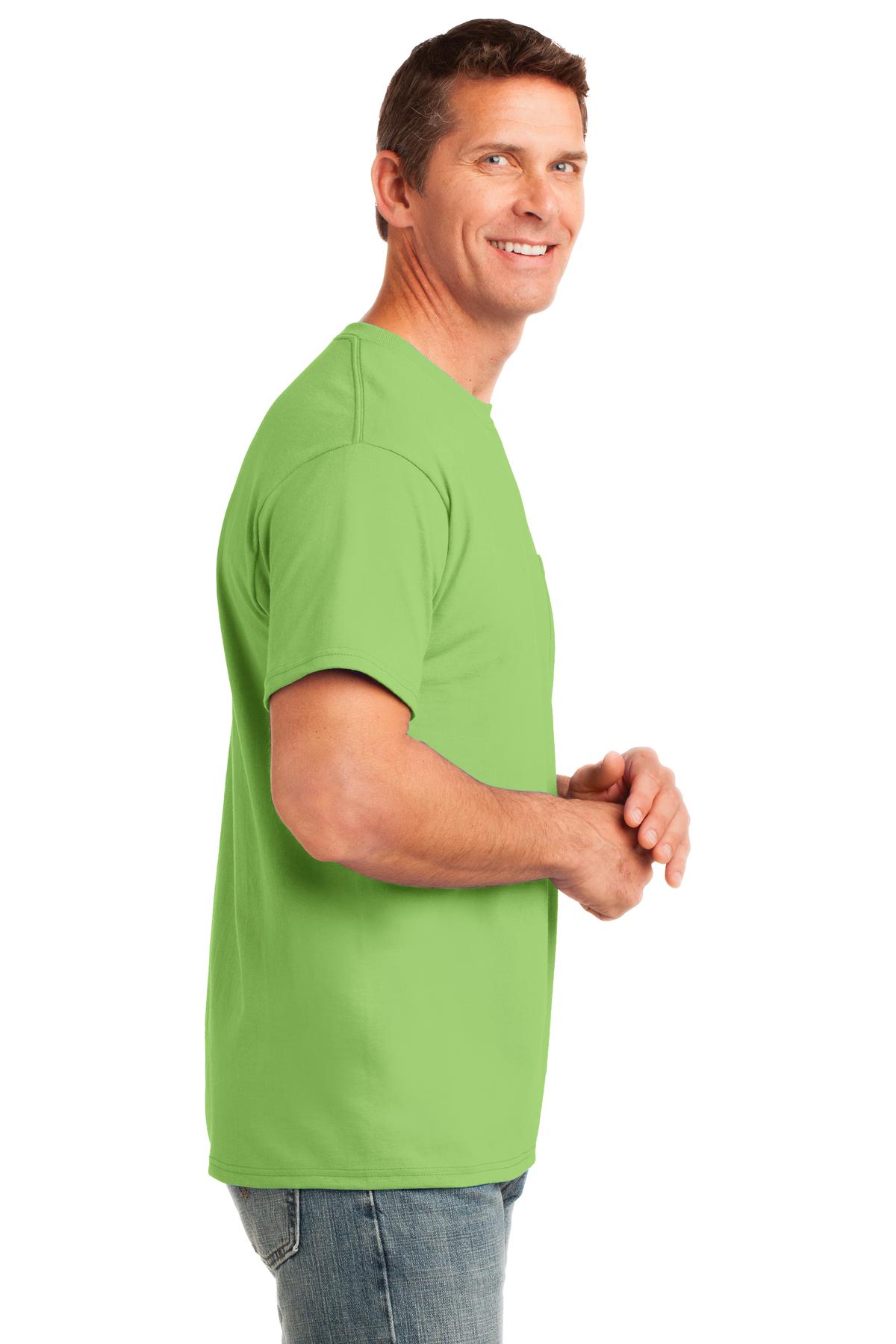 Lime Port & Co Core Cotton Pocket Tee. PC54P
