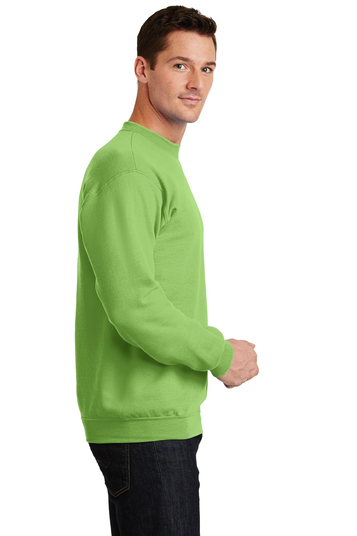Lime Port & Co Core Fleece Crewneck Sweatshirt. PC78