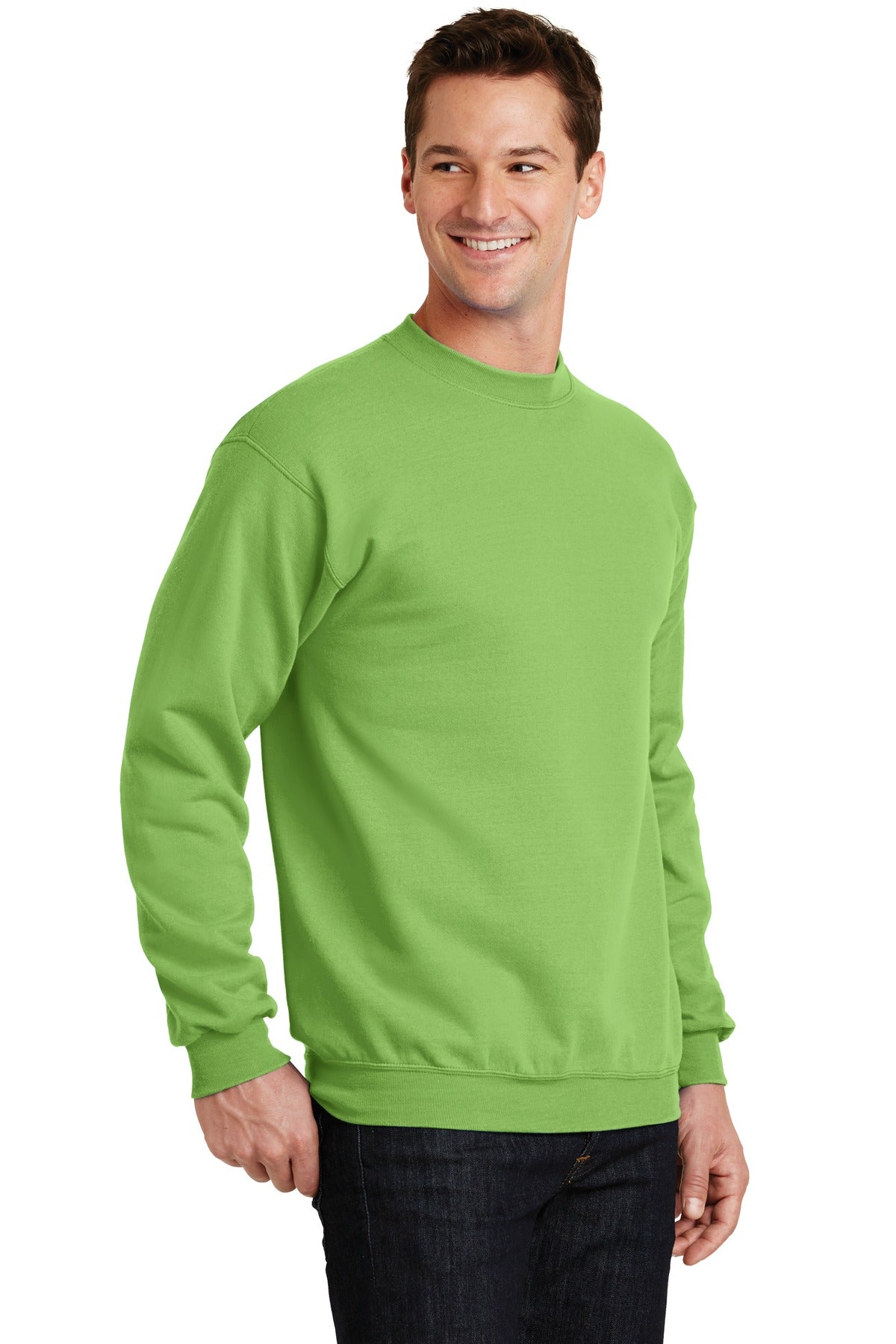 Lime Port & Co Core Fleece Crewneck Sweatshirt. PC78