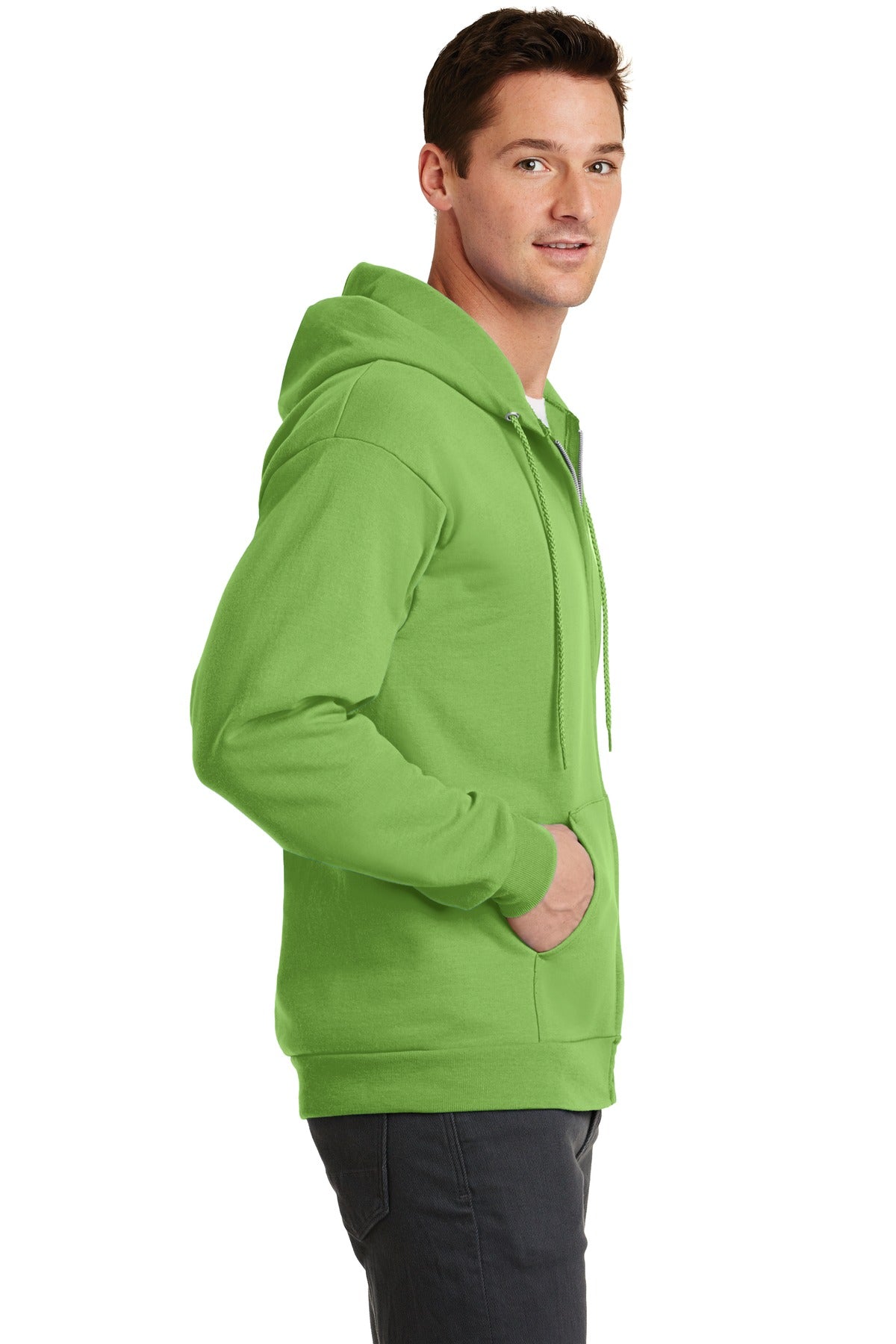 Lime Port & Co Core Fleece Full-Zip Hooded Sweatshirt. PC78ZH