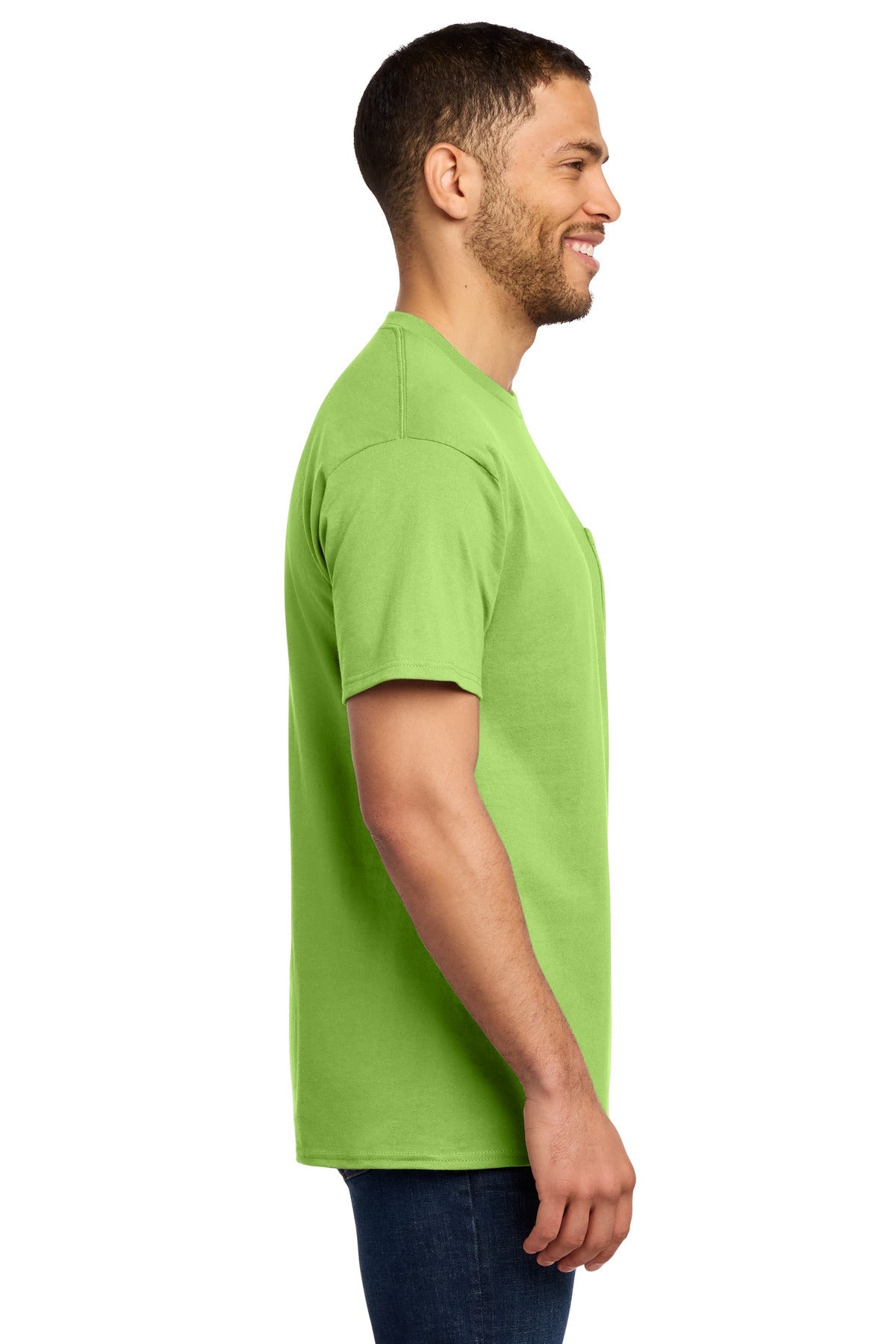 Lime Port & Co Essential Pocket Tee. PC61P