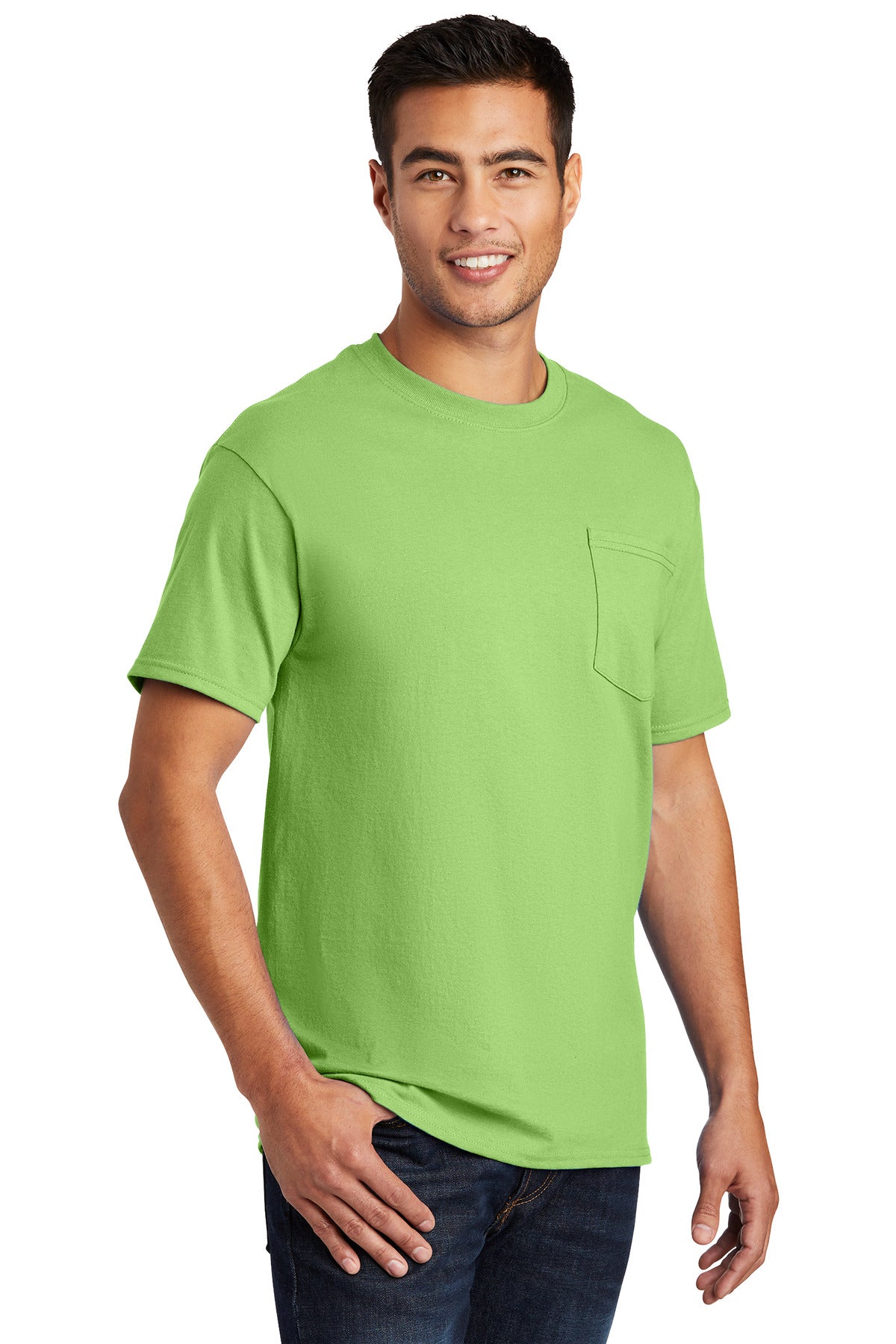 Lime Port & Co Essential Pocket Tee. PC61P
