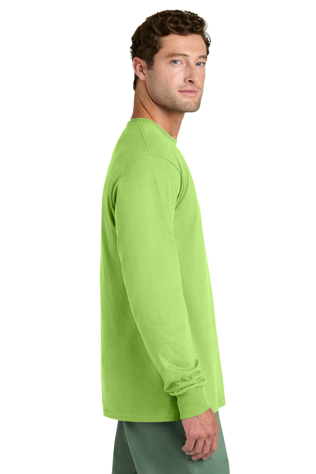 Lime Port & Co Long Sleeve Core Cotton Tee. PC54LS