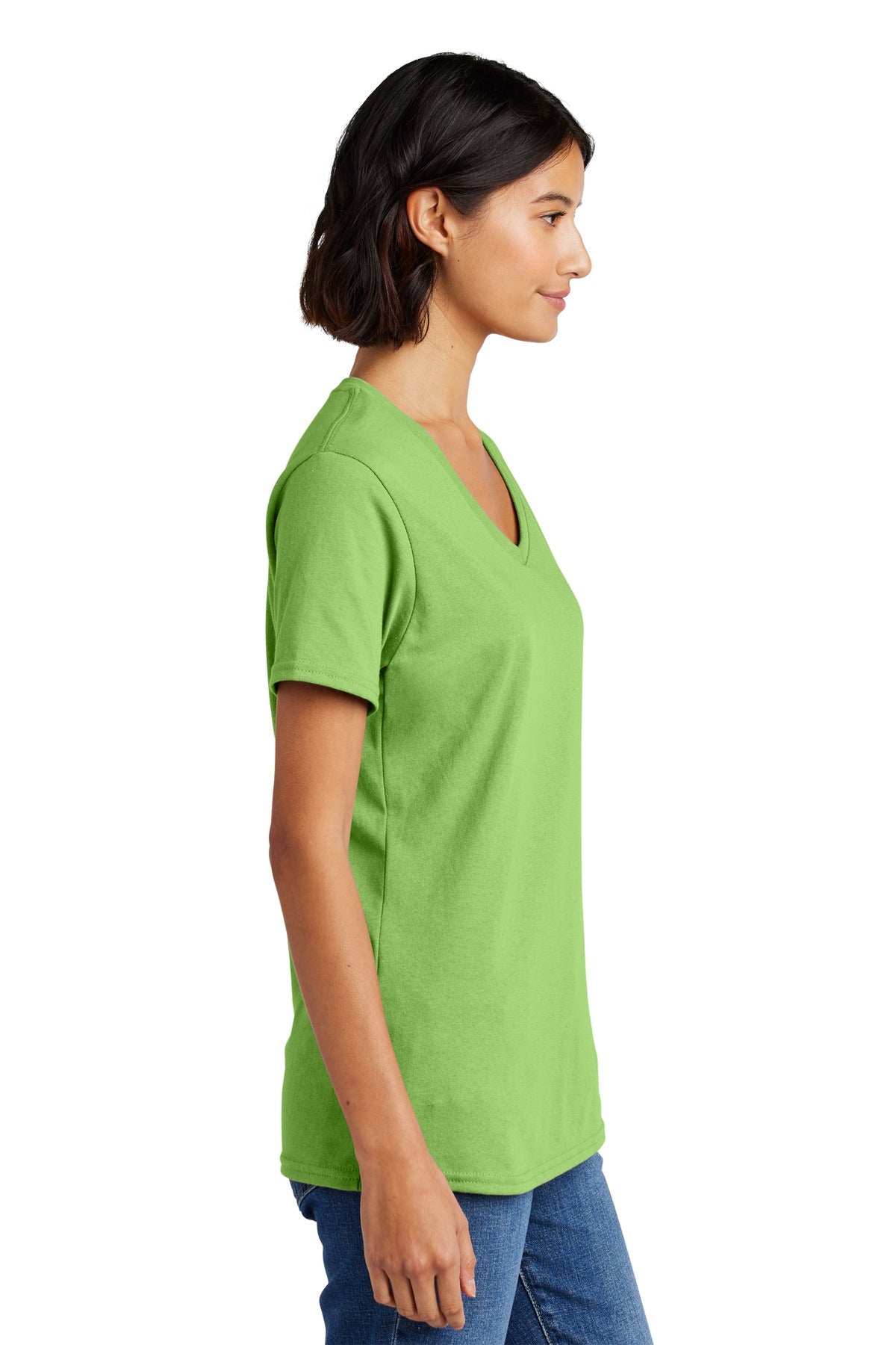 Lime Port & Co Women's Core Cotton V-Neck Tee. LPC54V