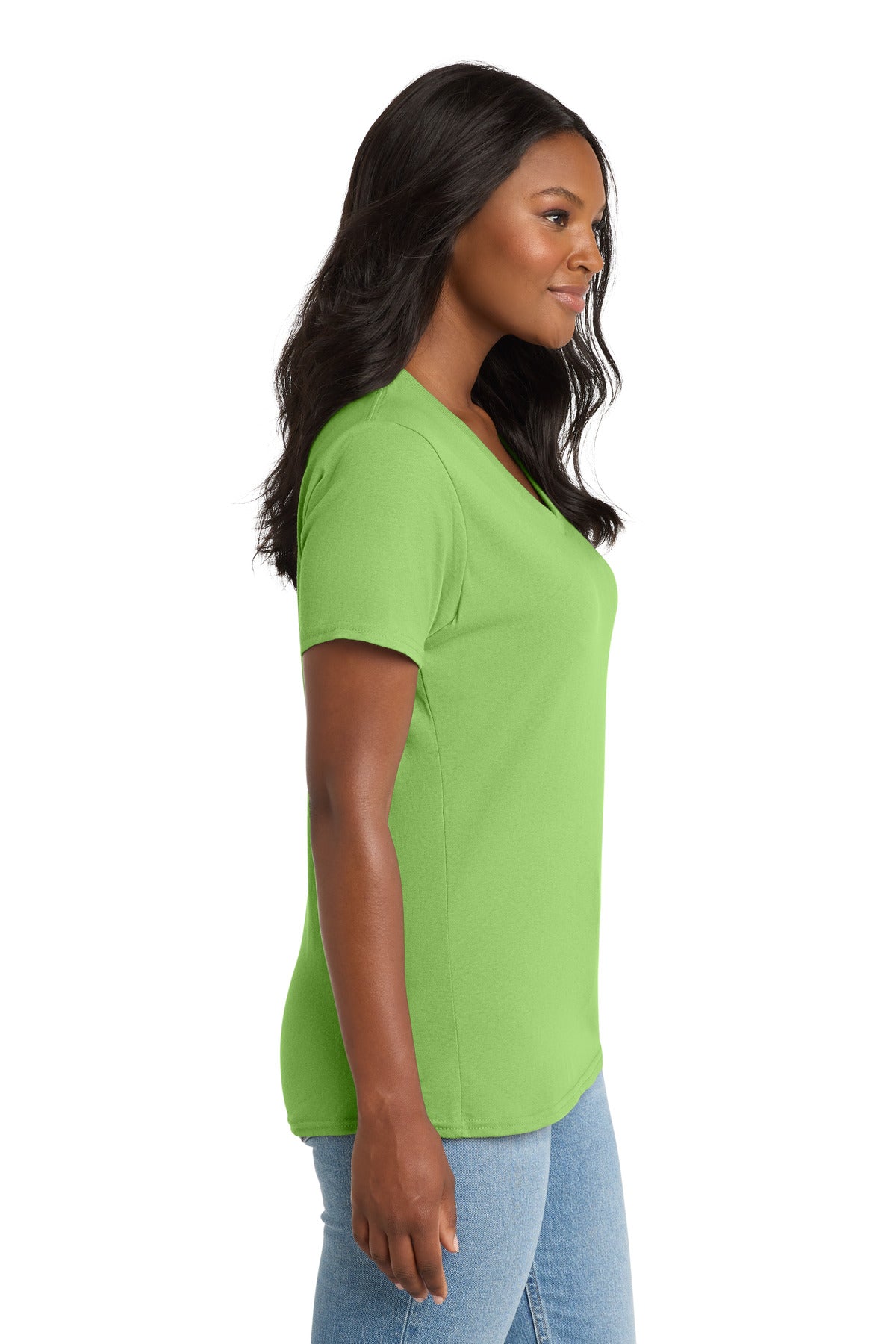 Lime Port & Co Women's Core Cotton V-Neck Tee. LPC54V