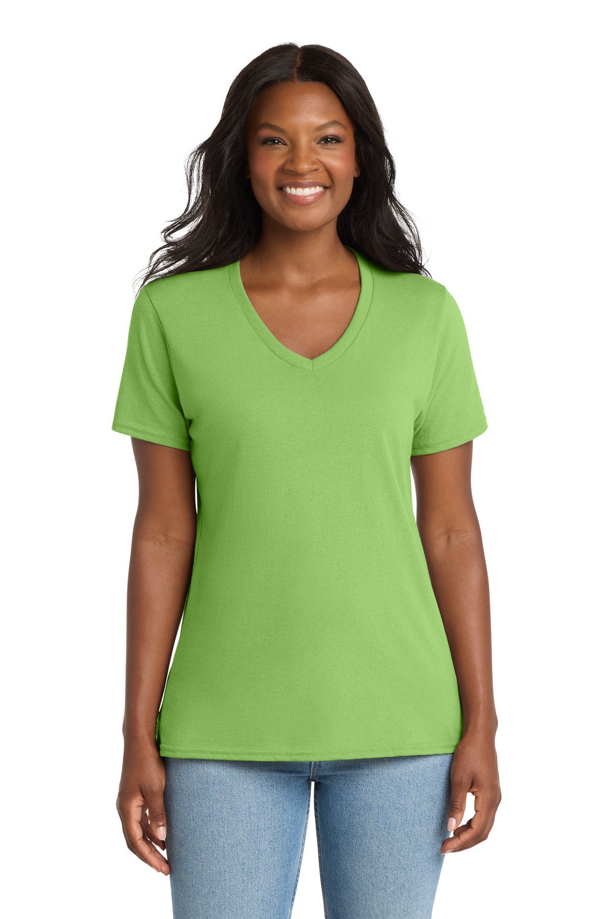 Lime Port & Co Women's Core Cotton V-Neck Tee. LPC54V