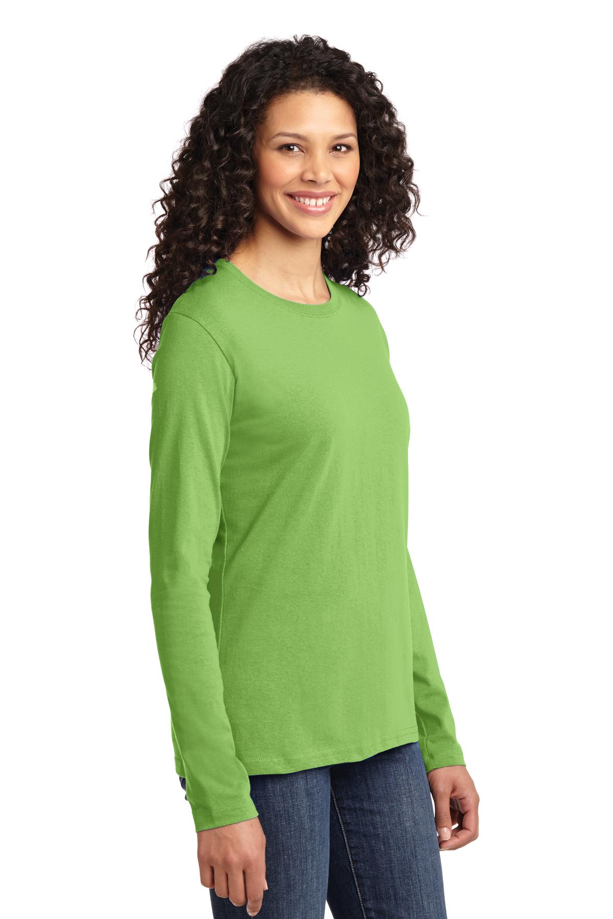 Lime Port & Co Women's Long Sleeve Core Cotton Tee. LPC54LS