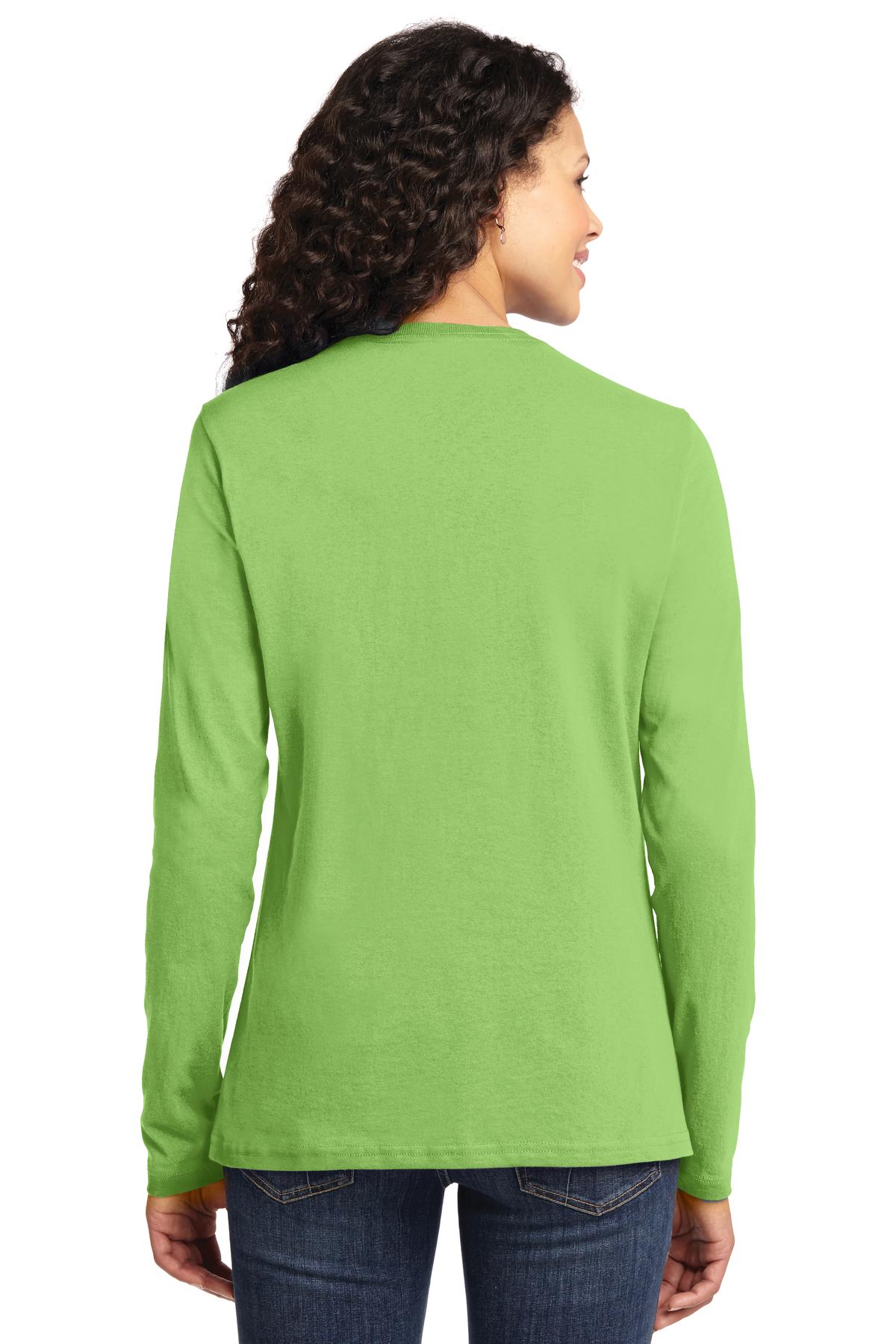 Lime Port & Co Women's Long Sleeve Core Cotton Tee. LPC54LS