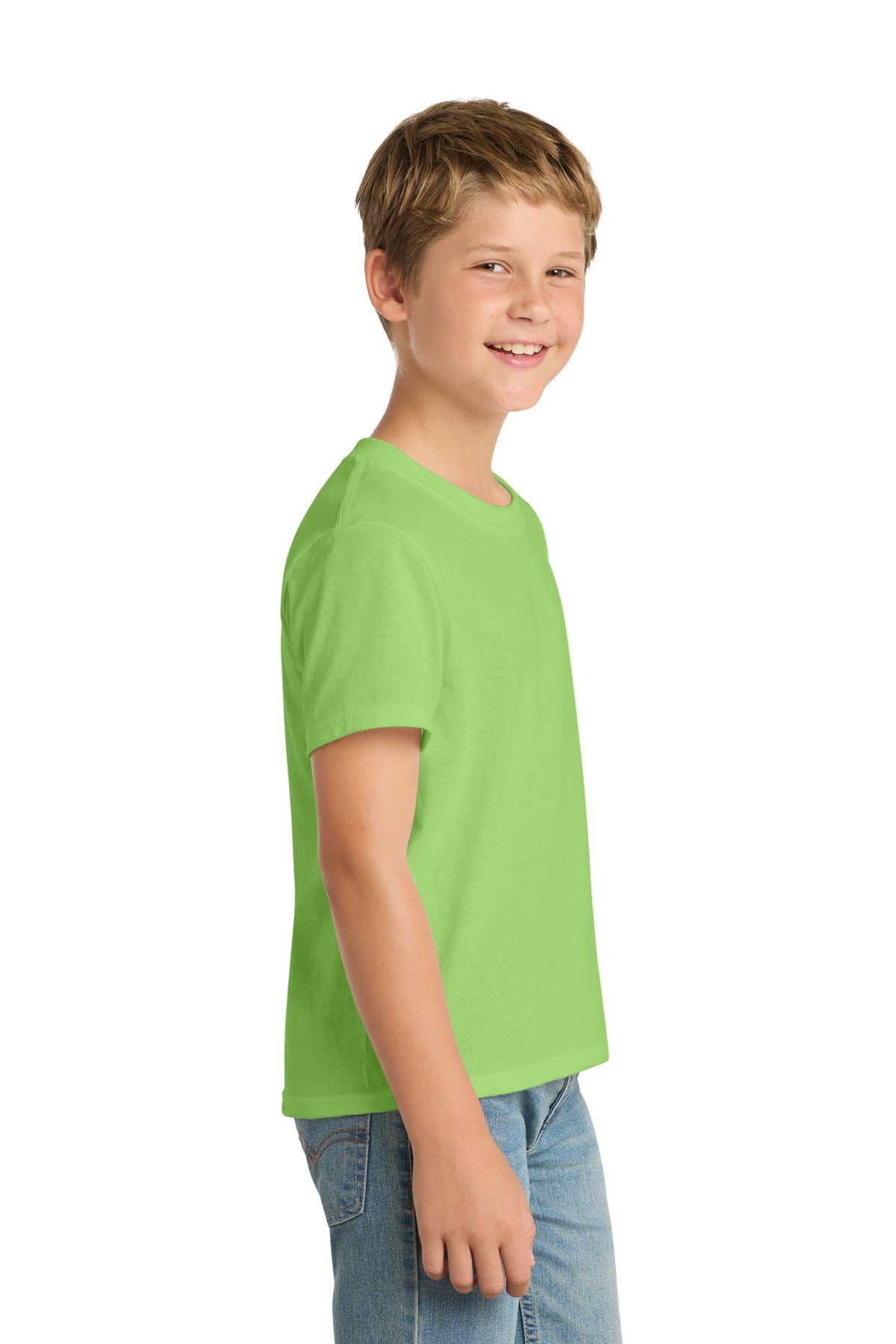 Lime Port & Co Youth Core Blend Tee. PC55Y