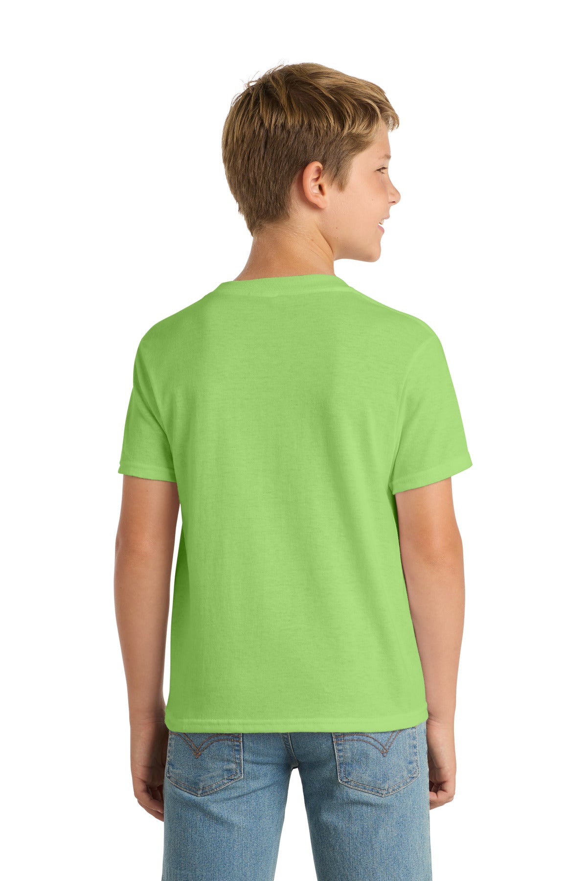 Lime Port & Co Youth Core Blend Tee. PC55Y