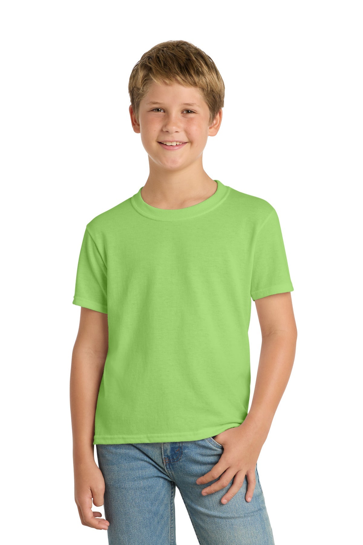 Lime Port & Co Youth Core Blend Tee. PC55Y
