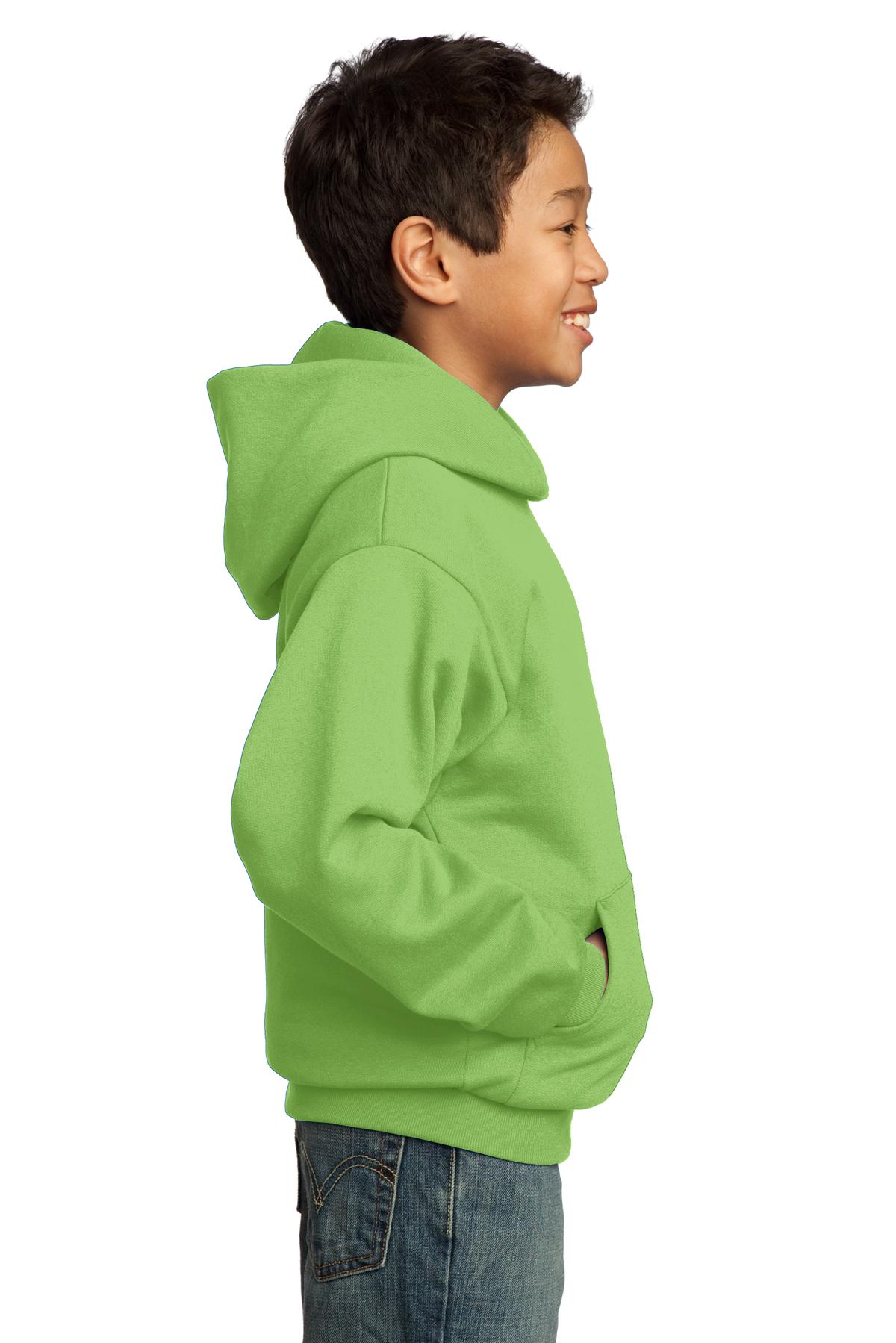 Lime Port & Co Youth Core Fleece Pullover Hooded Sweatshirt. PC90YH