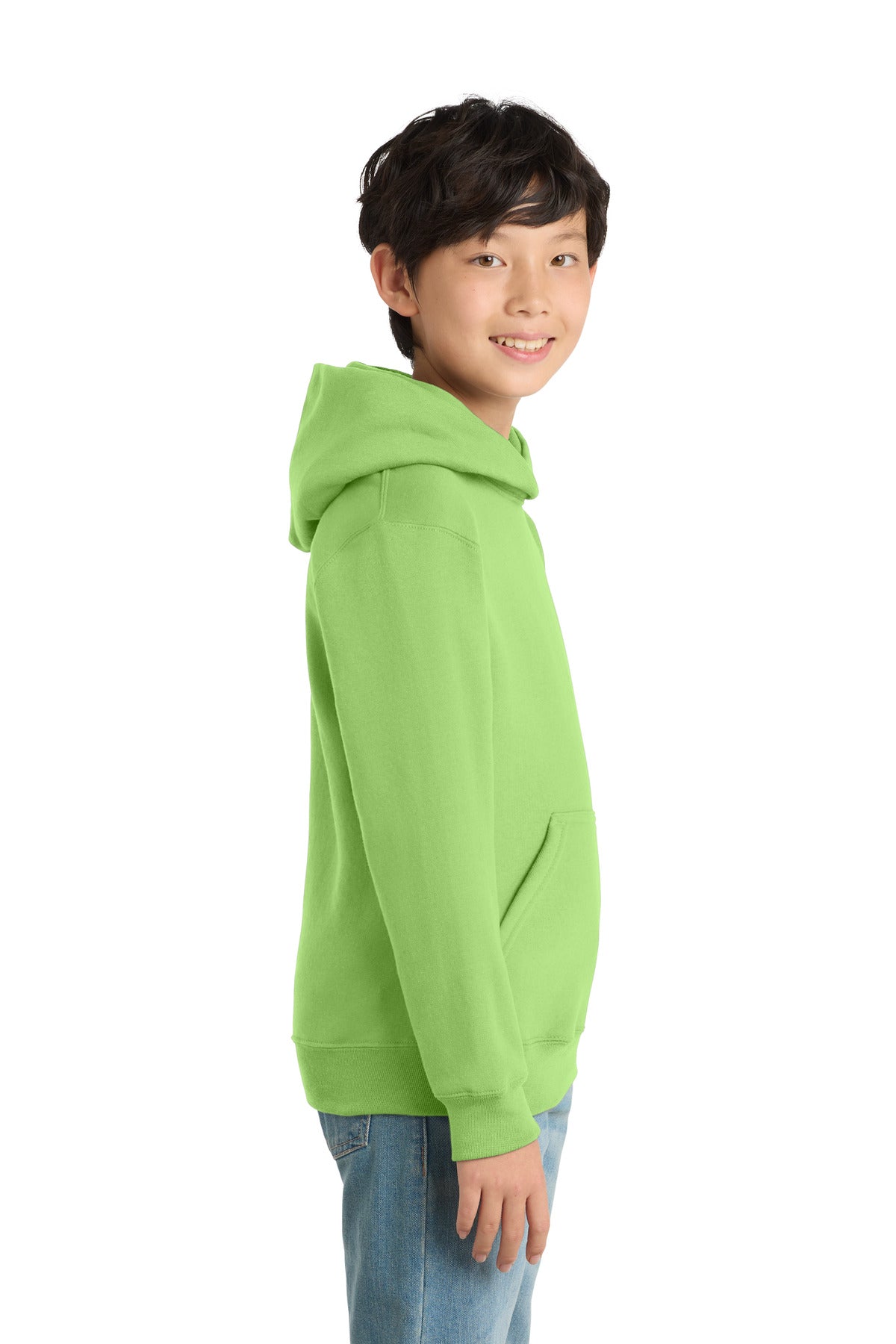 Lime Port & Co Youth Core Fleece Pullover Hooded Sweatshirt. PC90YH