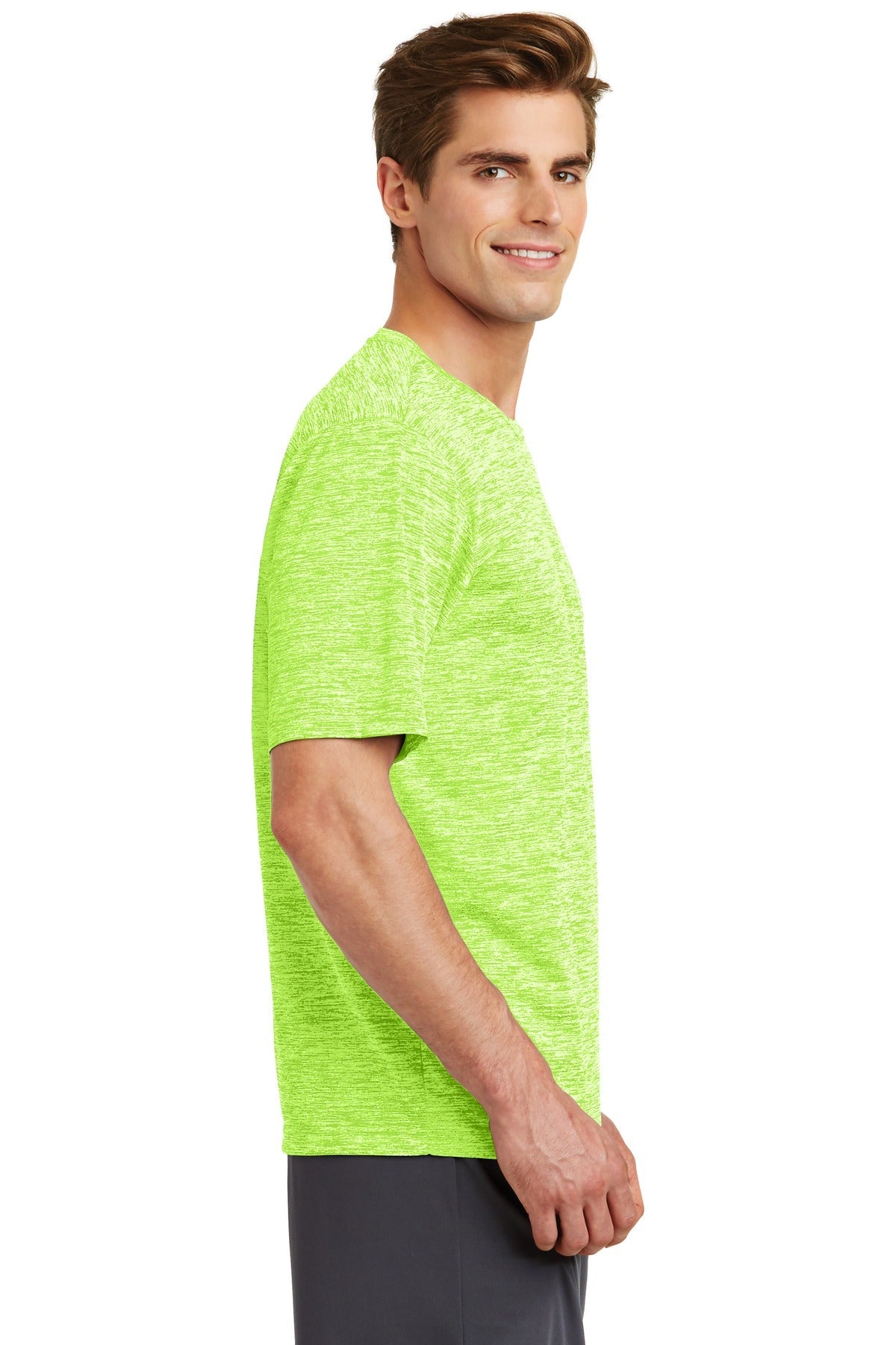 Lime Shock Ele Sport-Tek PosiCharge Electric Heather Tee. ST390