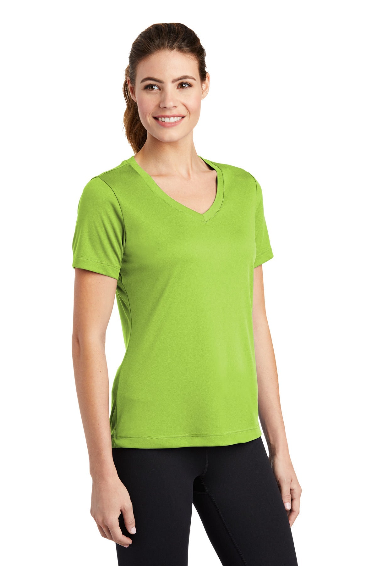Lime Shock Sport-Tek Women's PosiCharge Competitor V-Neck Tee. LST353