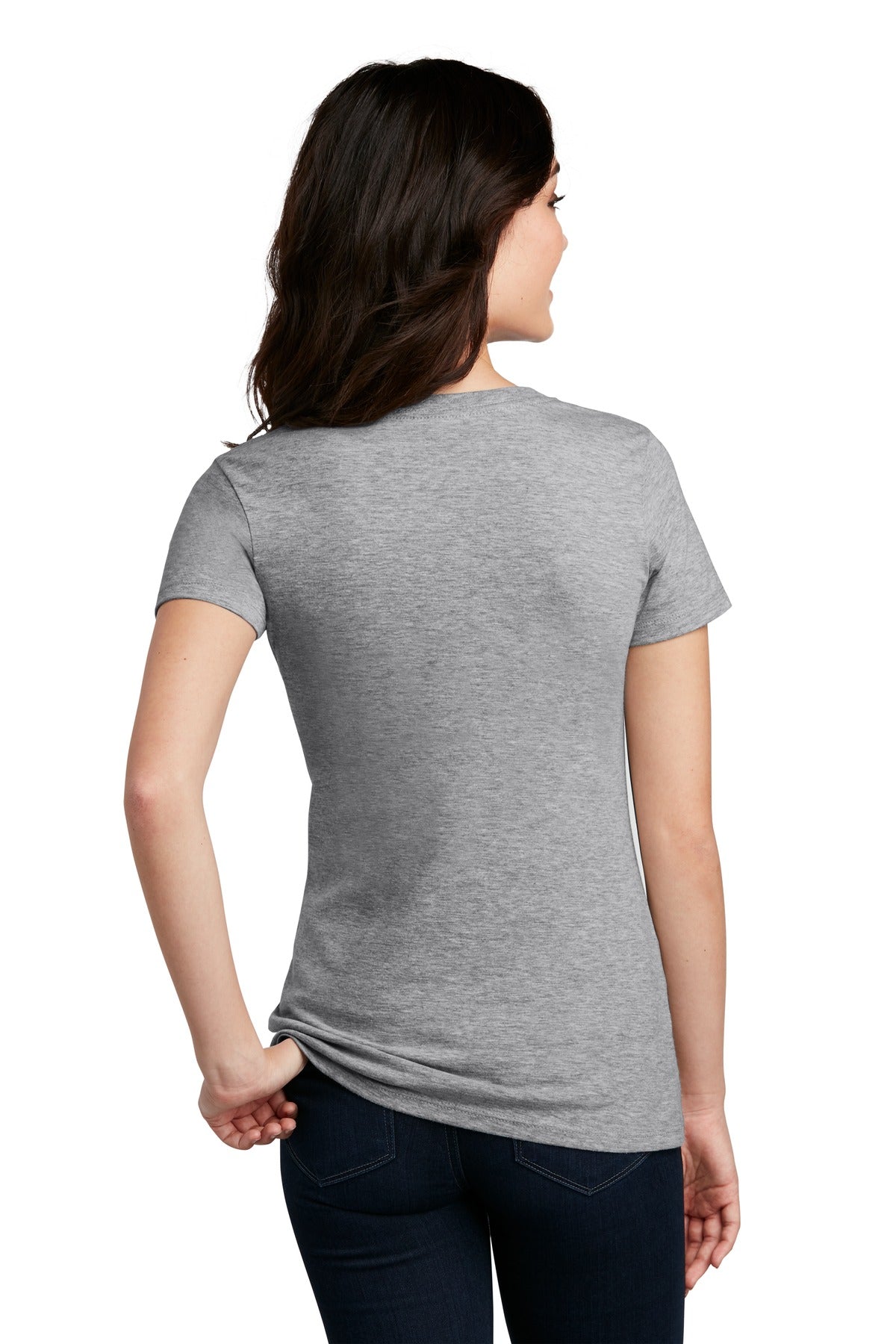 Lt Hthr Grey District Women's Perfect Blend CVC V-Neck Tee. DM1190L