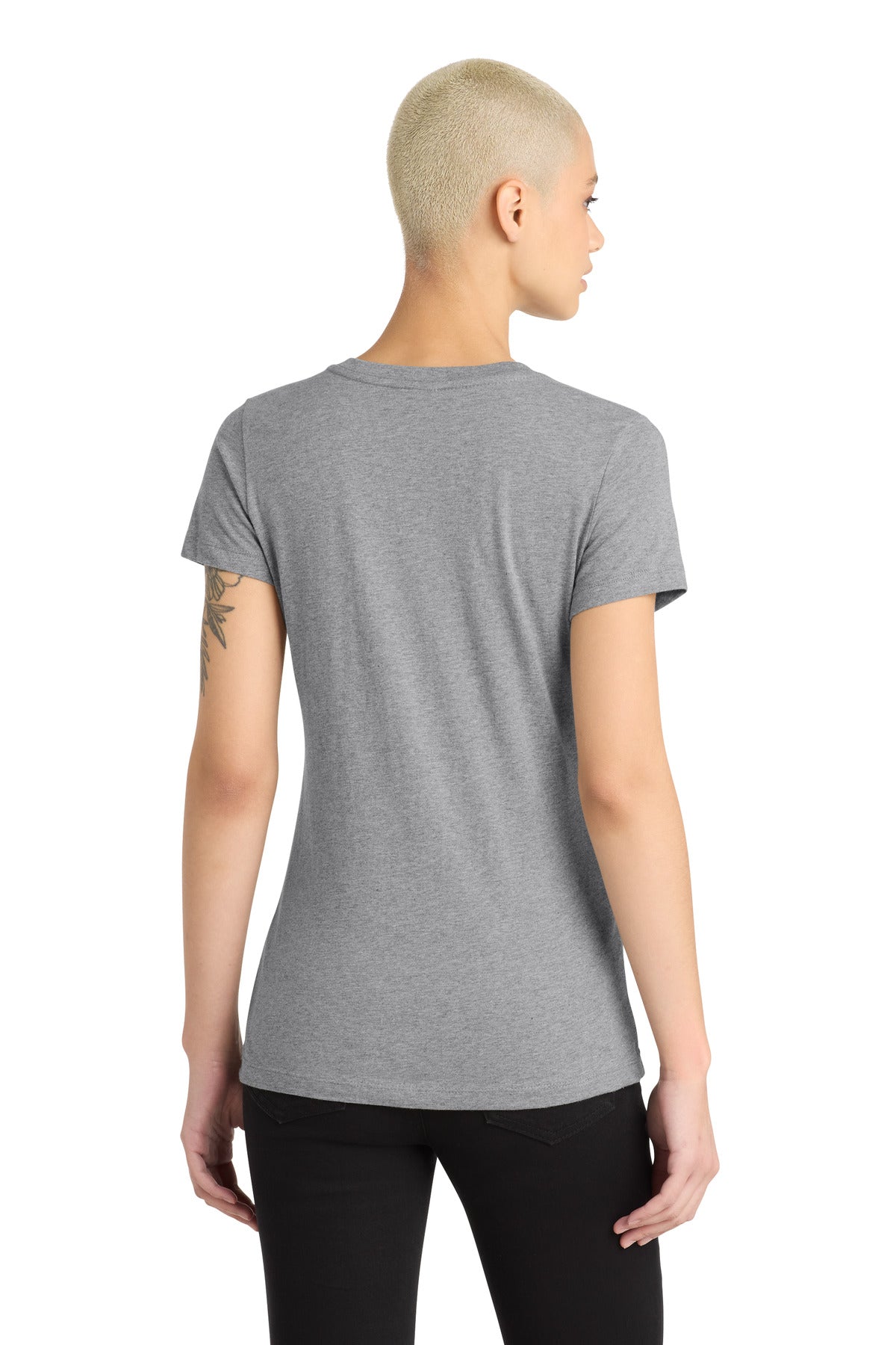 Lt Hthr Grey District Women's Perfect Blend CVC V-Neck Tee. DM1190L