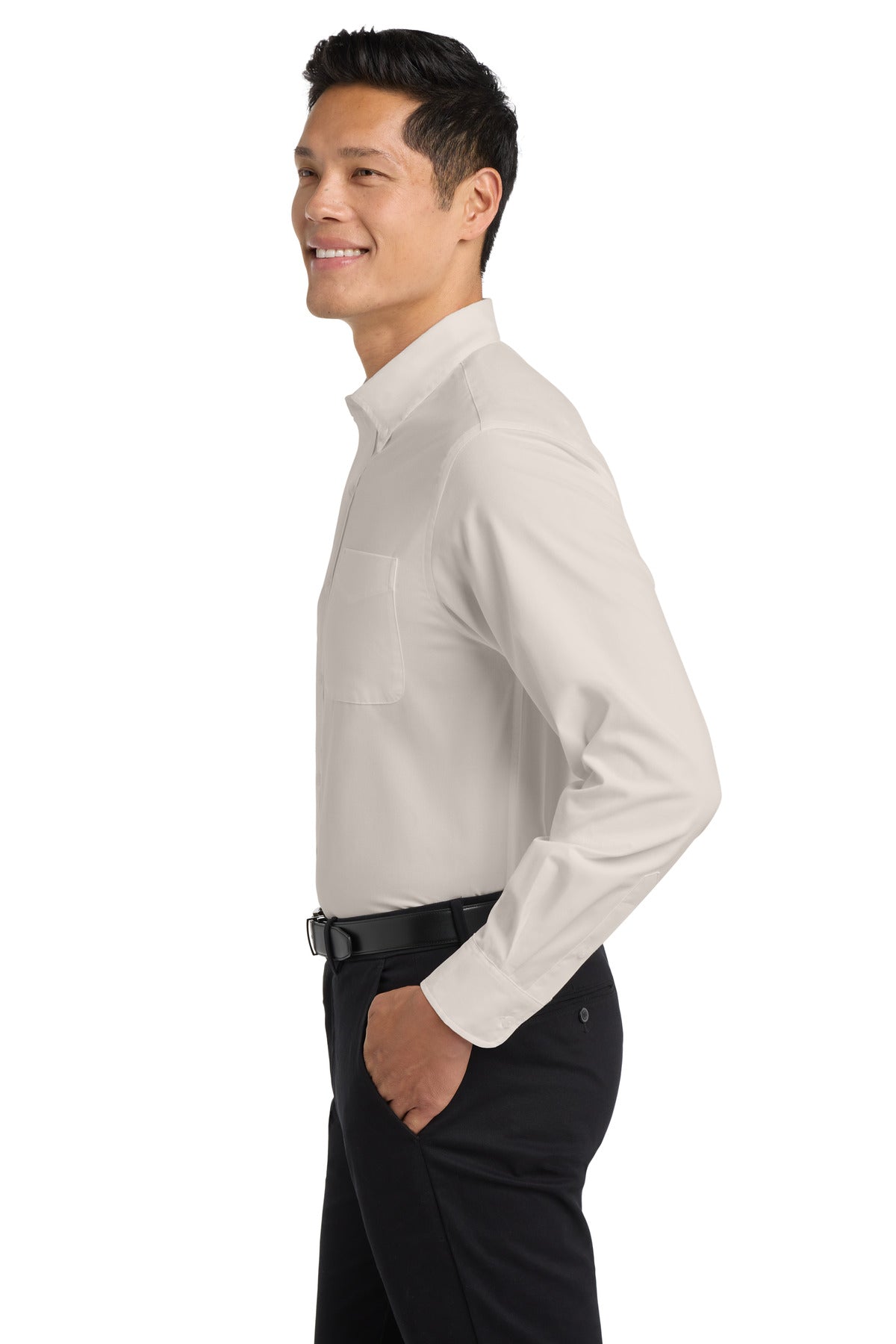 Lt Stone/Cl Ny Port Authority Long Sleeve Easy Care Shirt S608