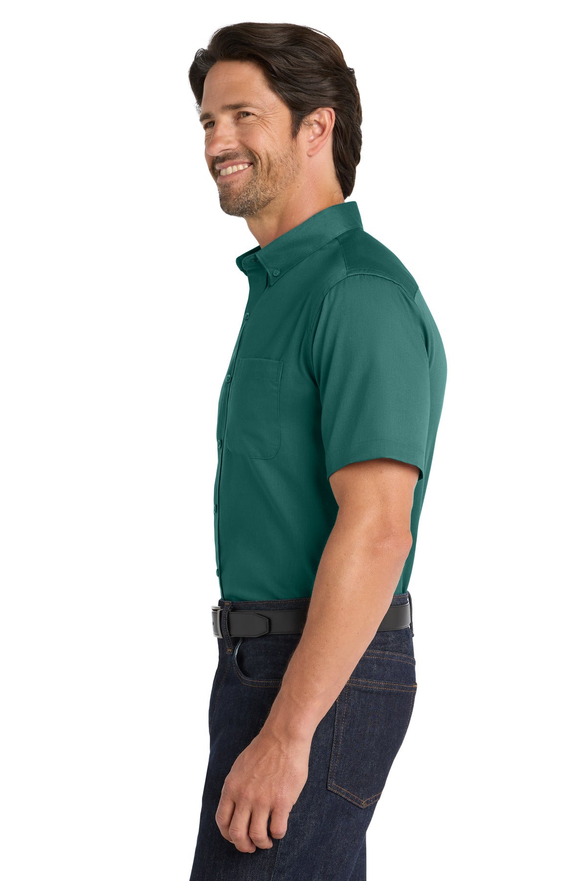 MarineGrn Port Authority Short Sleeve SuperPro React Twill Shirt. W809