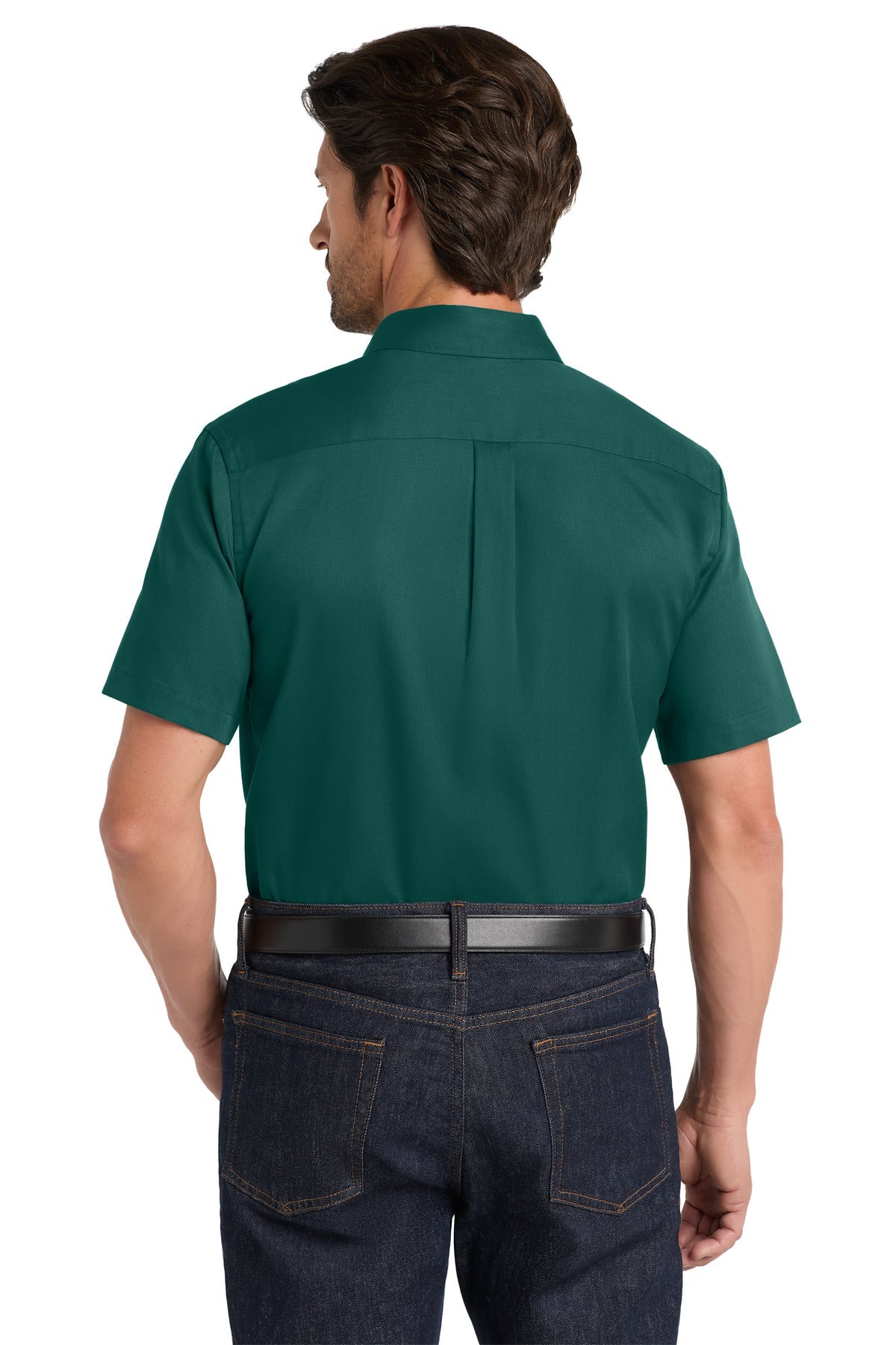 MarineGrn Port Authority Short Sleeve SuperPro React Twill Shirt. W809