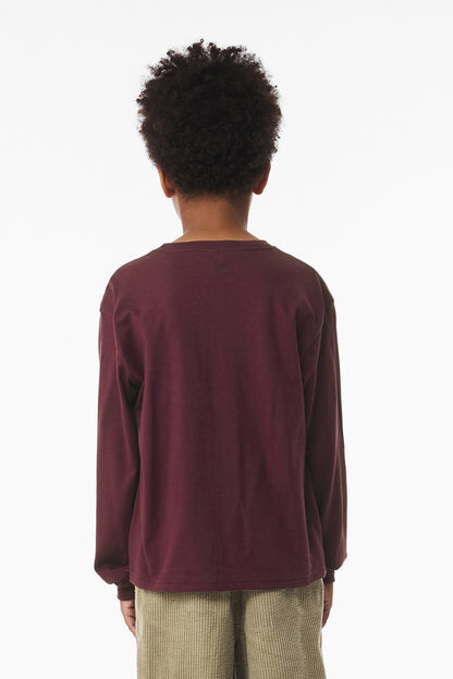 Maroon BELLA+CANVAS Youth 6-Ounce Heavyweight Long Sleeve Tee BC3511Y