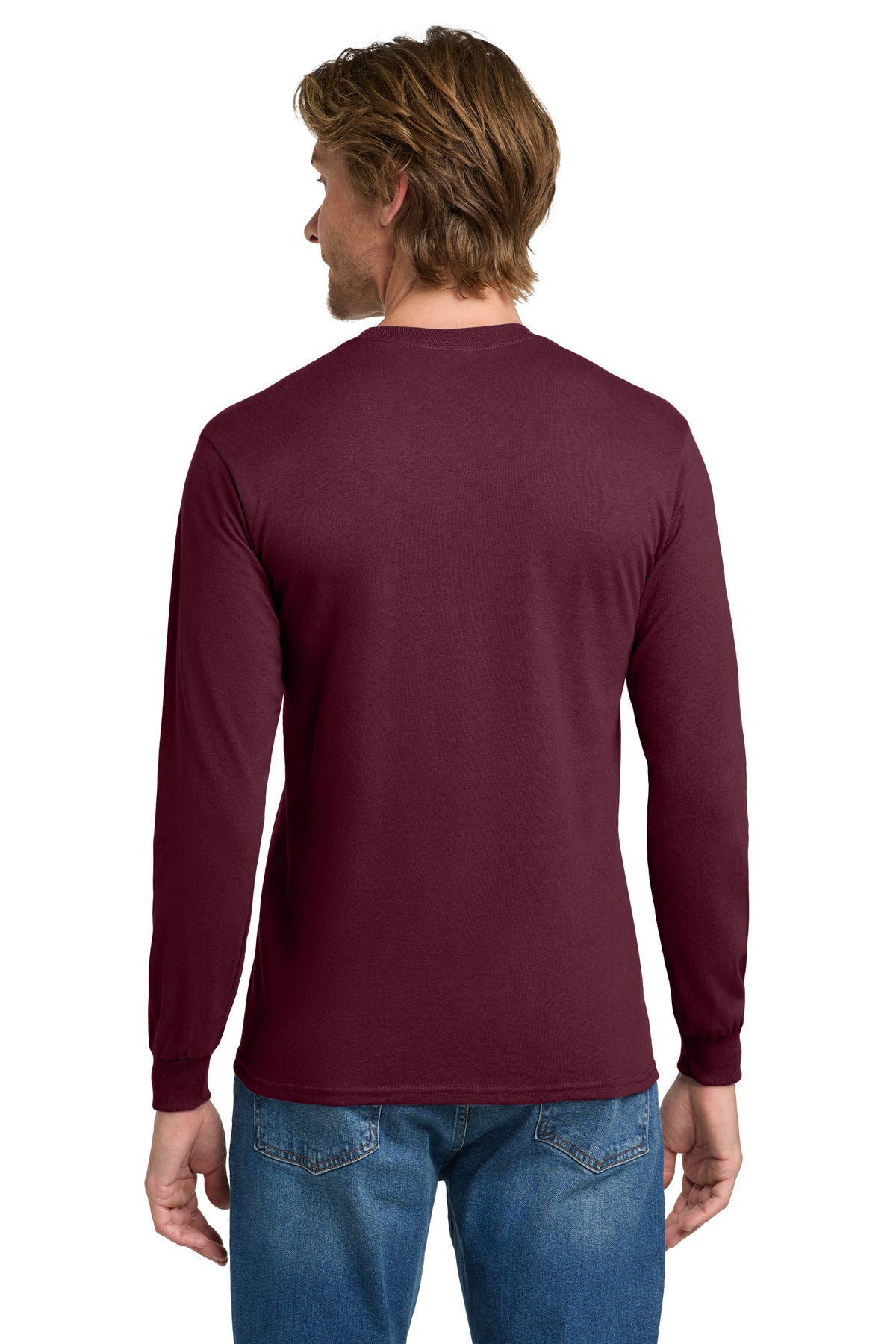 Maroon Gildan - Heavy Cotton 100% Cotton Long Sleeve T-Shirt. 5400