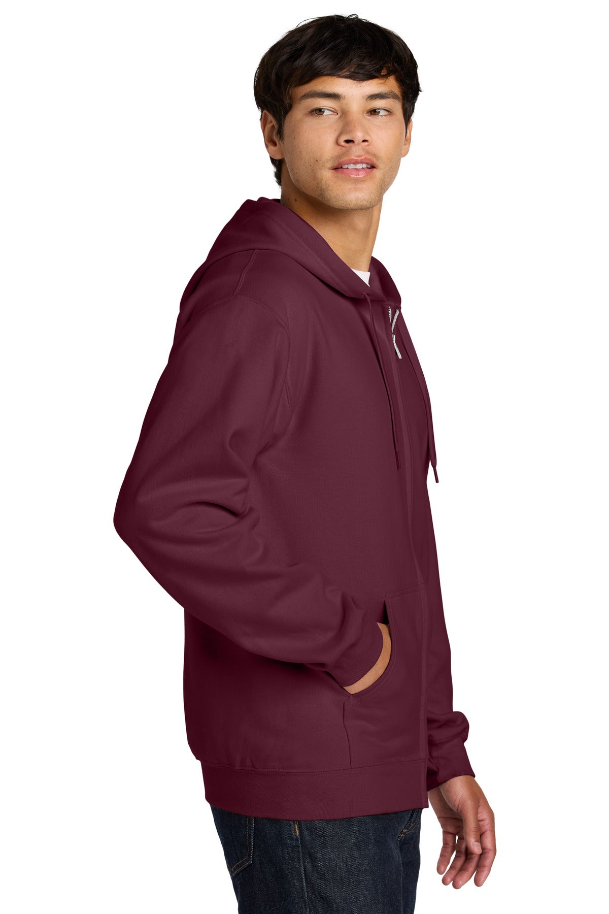 Maroon Gildan Softstyle Midweight Fleece Full-Zip Hooded Sweatshirt SF600