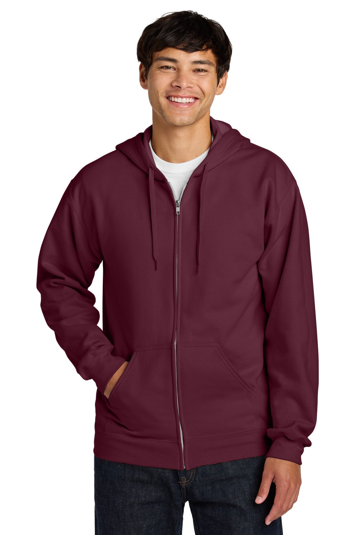 Maroon Gildan Softstyle Midweight Fleece Full-Zip Hooded Sweatshirt SF600