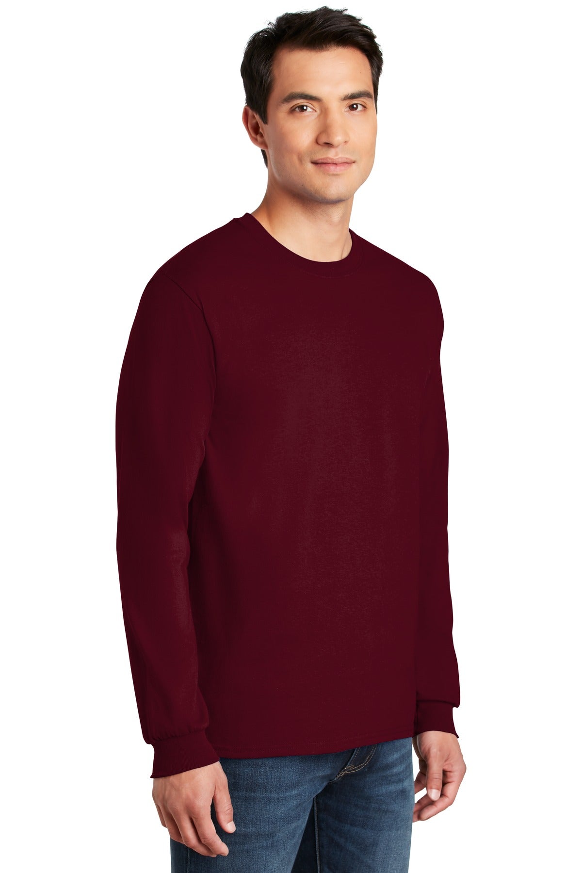 Maroon Gildan - Ultra Cotton 100% US Cotton Long Sleeve T-Shirt. G2400