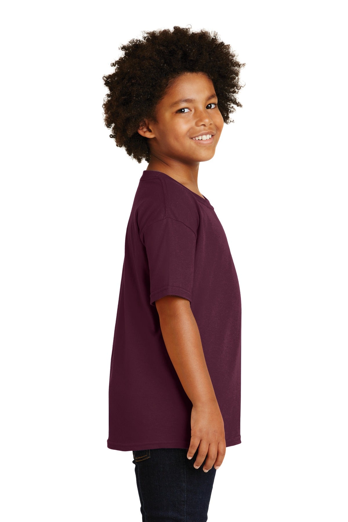 Maroon Gildan - Youth Heavy Cotton 100% Cotton T-Shirt. 5000B