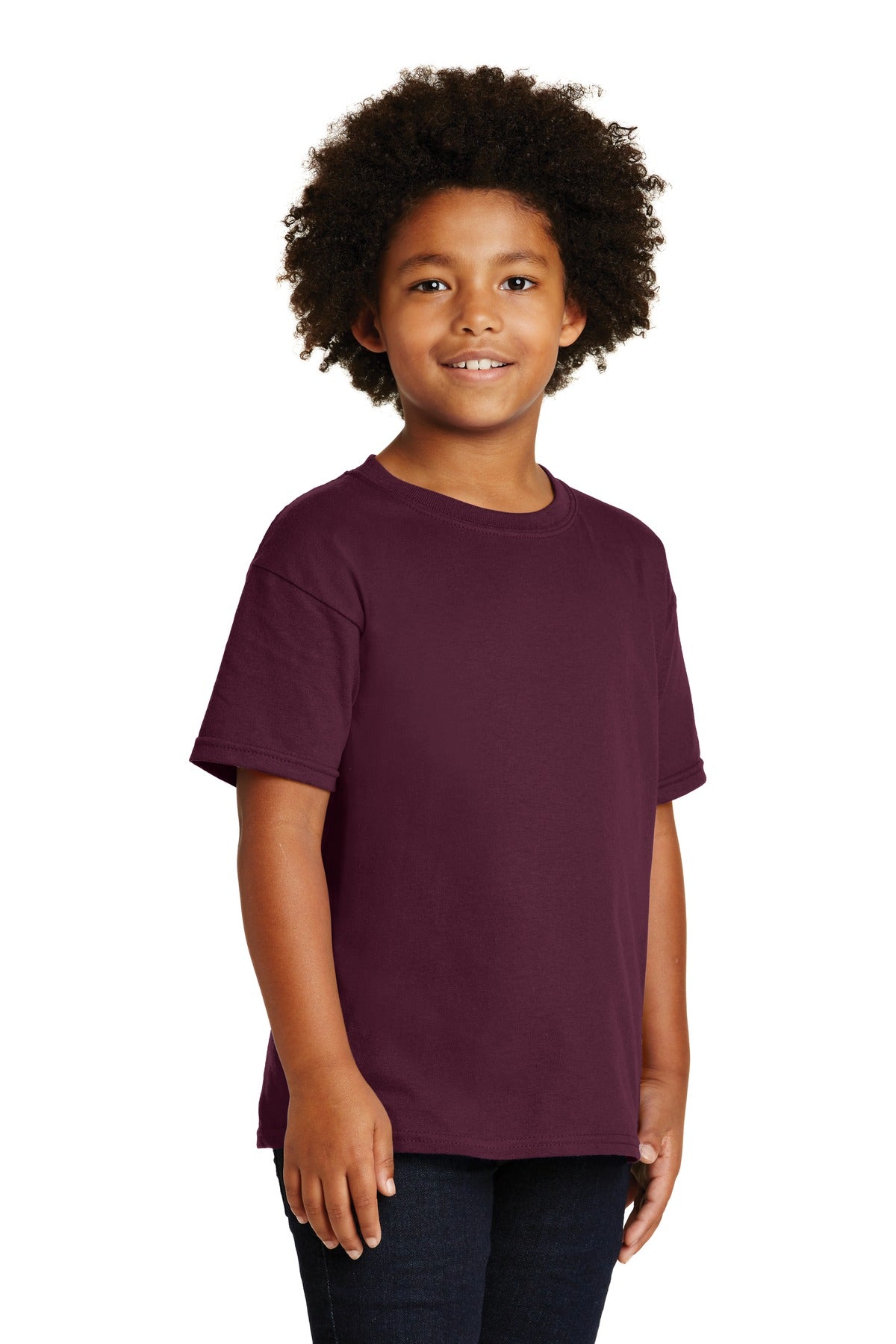 Maroon Gildan - Youth Heavy Cotton 100% Cotton T-Shirt. 5000B
