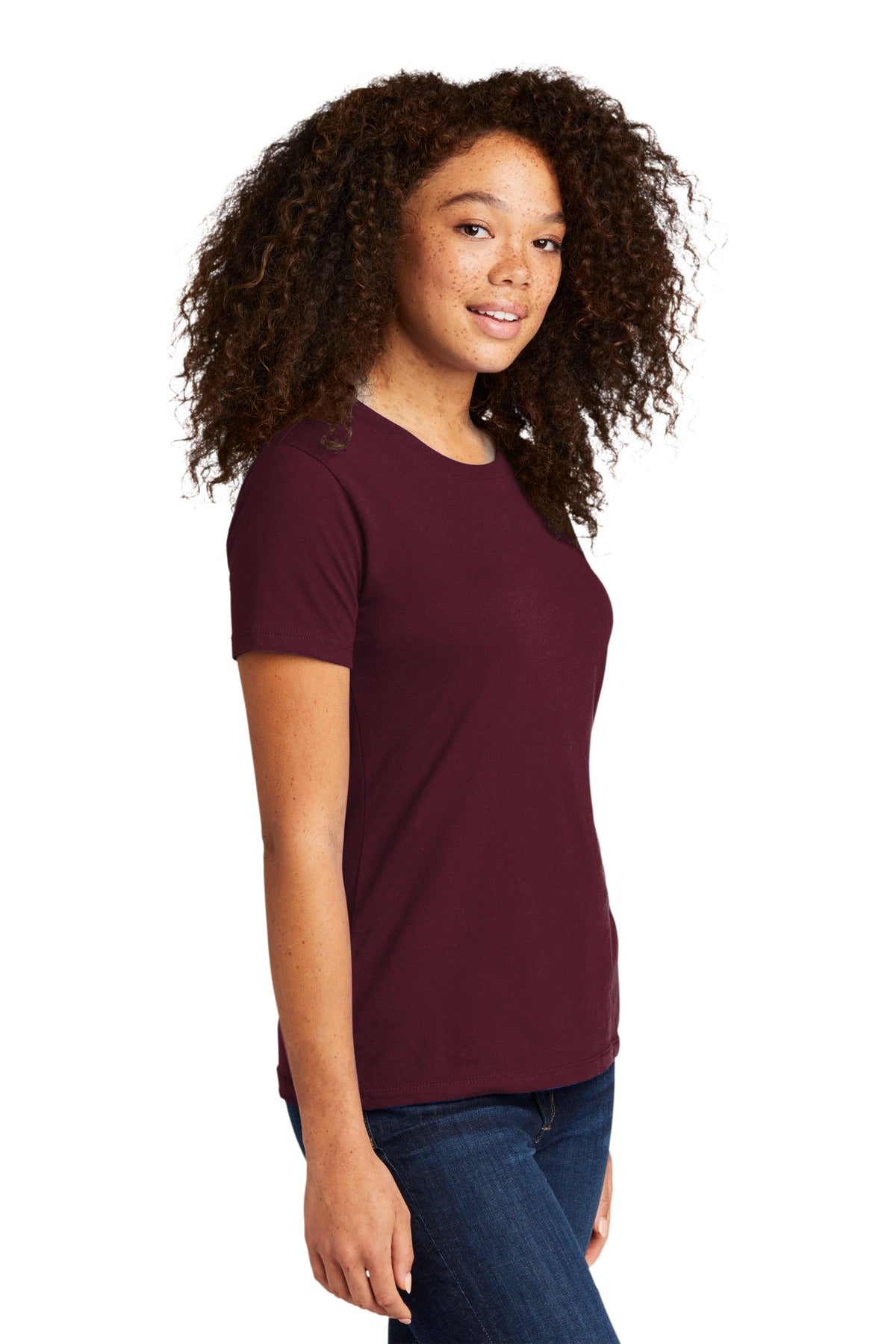 Maroon Next Level Apparel Women's Cotton Tee. NL3900
