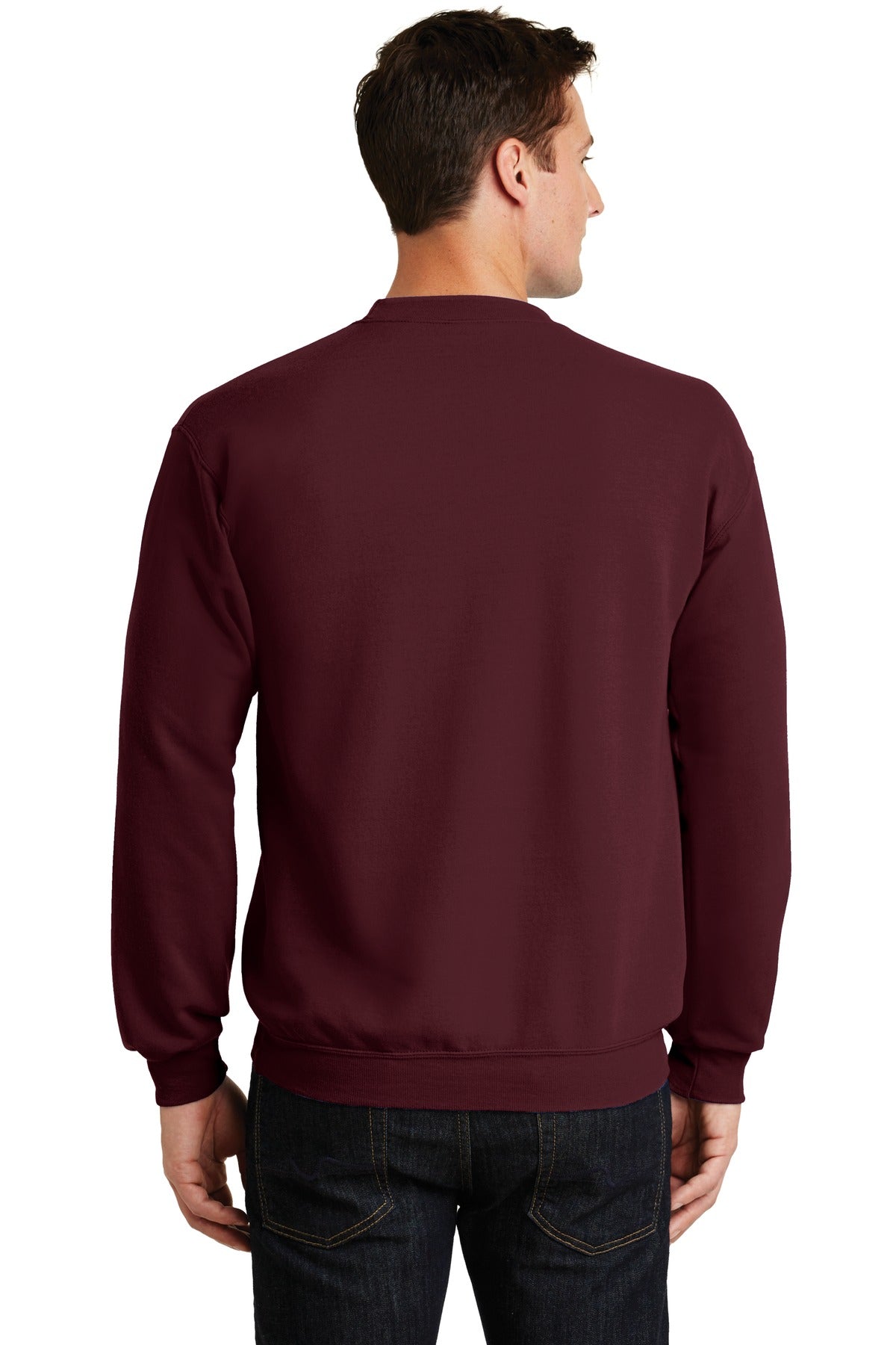 Maroon Port & Co Core Fleece Crewneck Sweatshirt. PC78