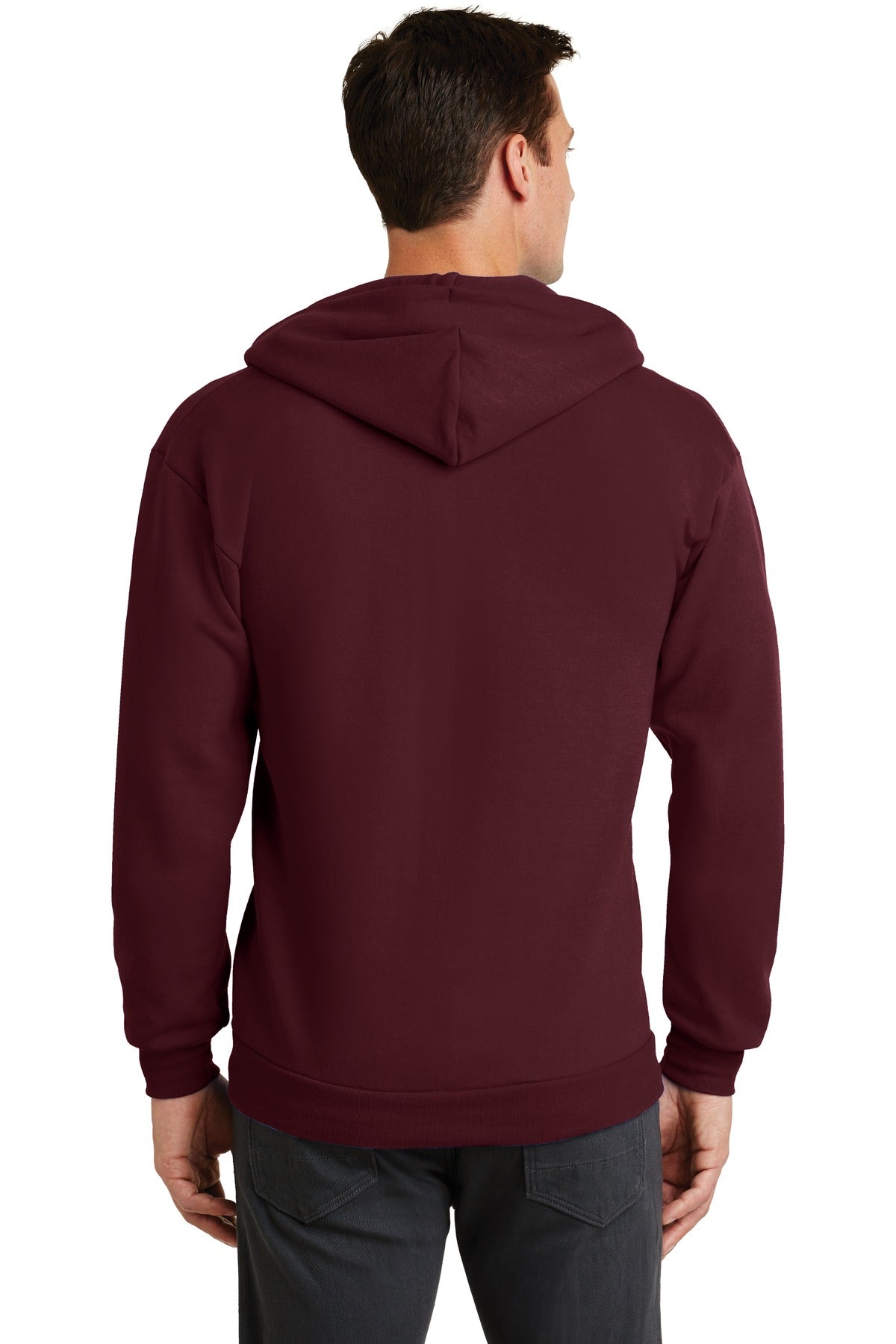 Maroon Port & Co Core Fleece Full-Zip Hooded Sweatshirt. PC78ZH