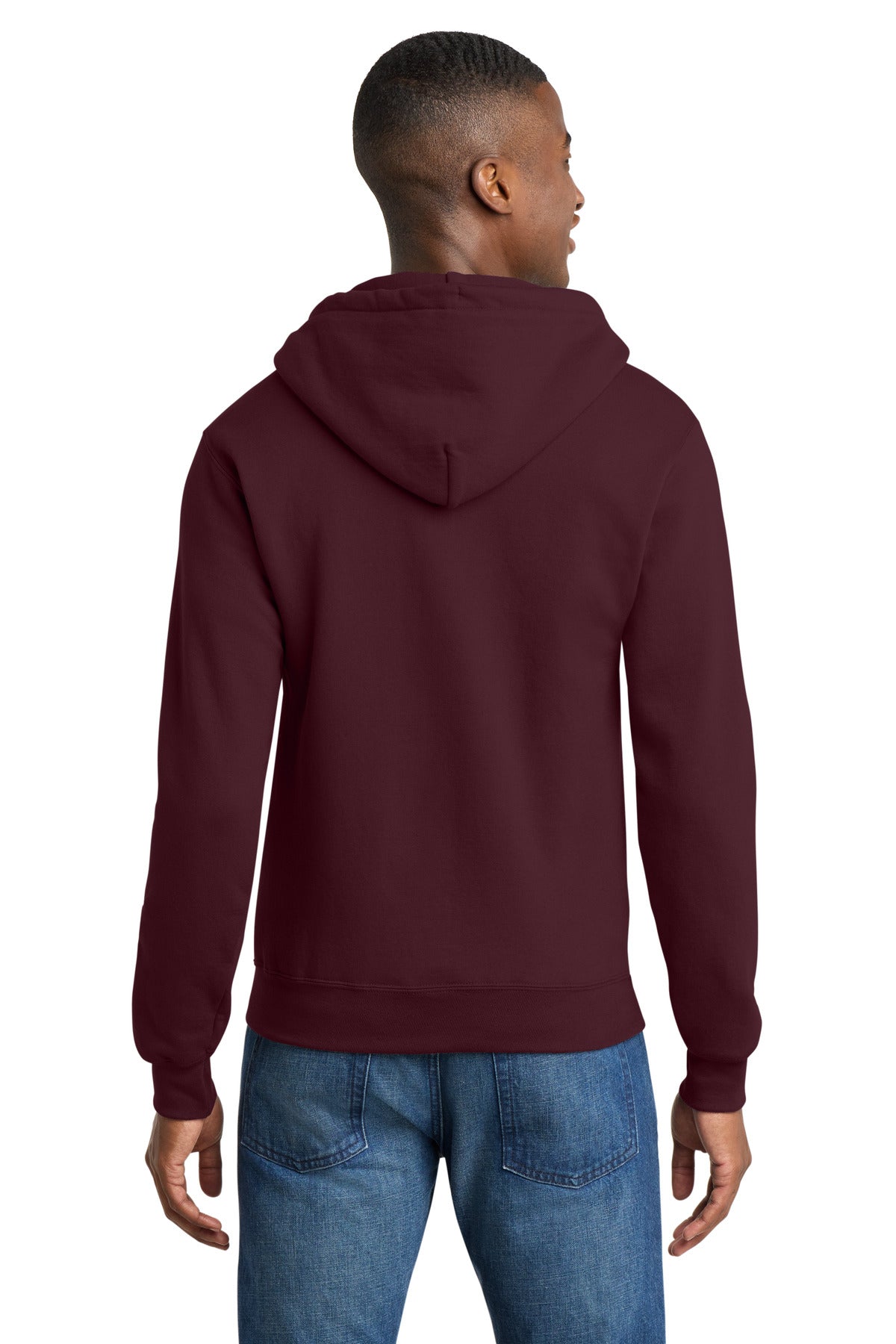 Maroon Port & Co Core Fleece Full-Zip Hooded Sweatshirt. PC78ZH