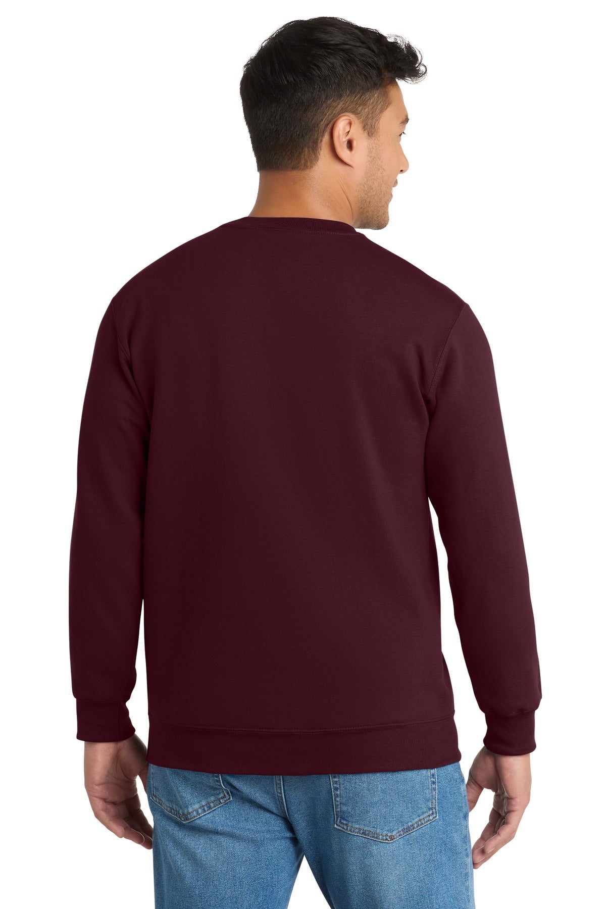 Maroon Port & Co Essential Fleece Crewneck Sweatshirt. PC90