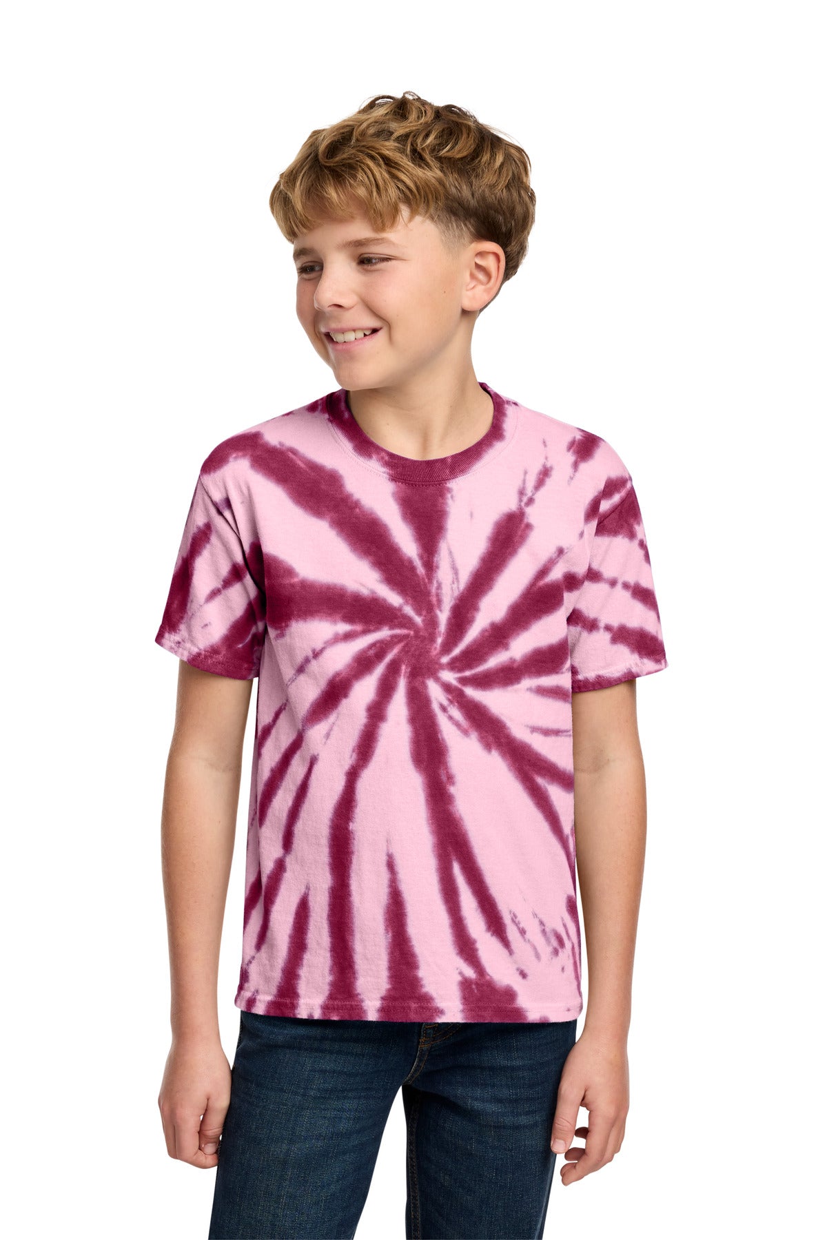 Maroon Port & Co Youth Tie-Dye Tee. PC147Y