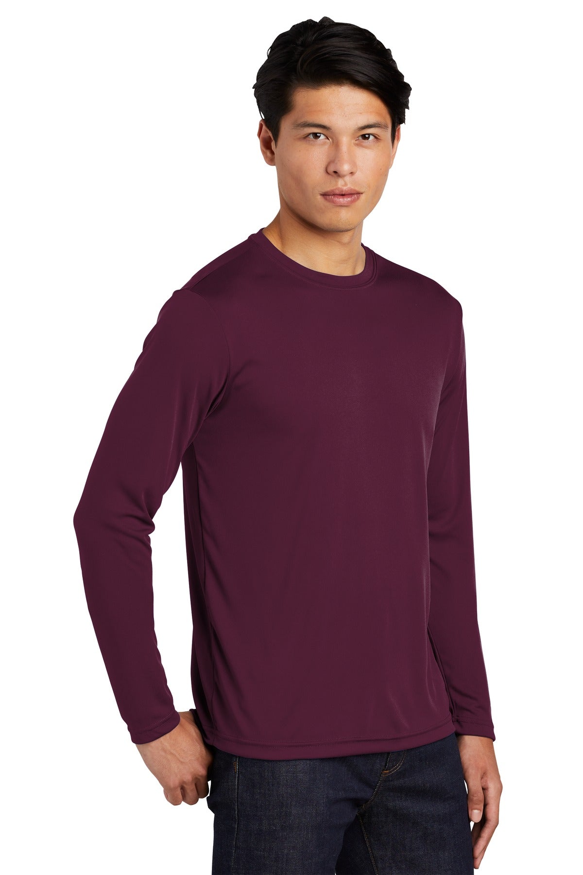 Maroon Sport-Tek Long Sleeve PosiCharge Competitor Tee. ST350LS